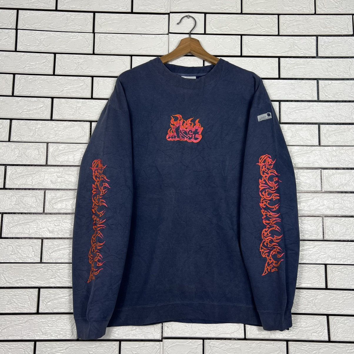 Lost Enterprises LOST FLEECE Fire Big Logo Crewneck Sweatshirt #4201-C192 Size US M / EU 48-50 / 2 - 2 Thumbnail