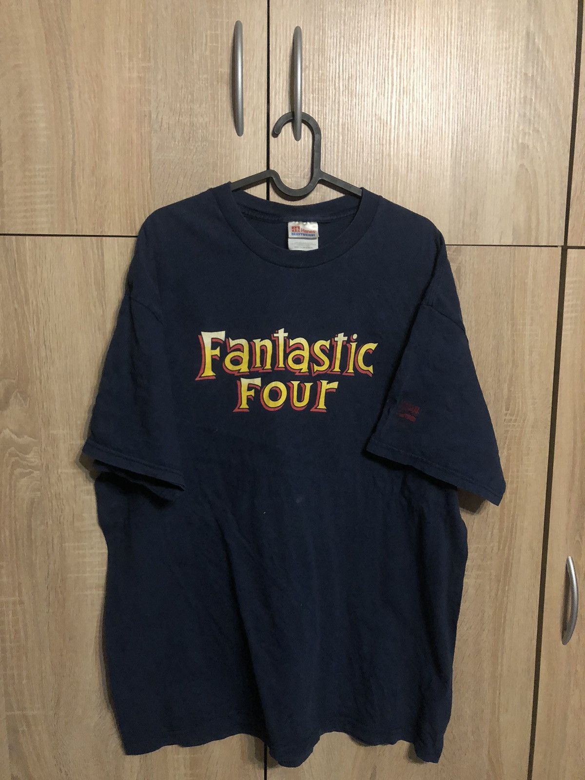 image of Hanes x Marvel Comics Fantastic Four Vintage Big Logo Streetstyle Tee 90's in Navy, Men's (Size XL)