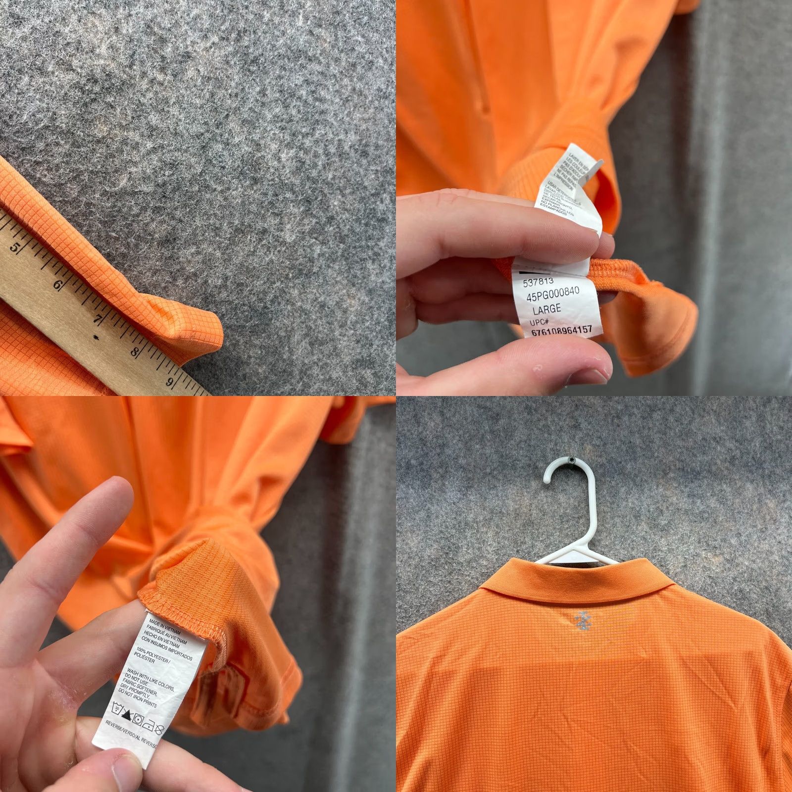 Izod IZOD Polo Shirt Men Large Orange Athletic Polyester Golf Golfer Performance Shirt Size US L / EU 52-54 / 3 - 8 Thumbnail