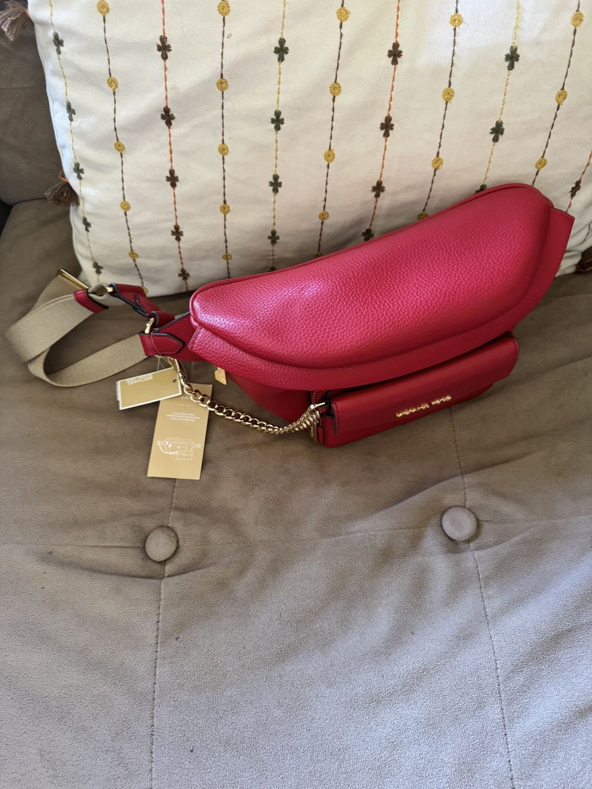 Michael Kors Michael Kors Red Leather Crossbody Belt Bag Size ONE SIZE - 2 Thumbnail