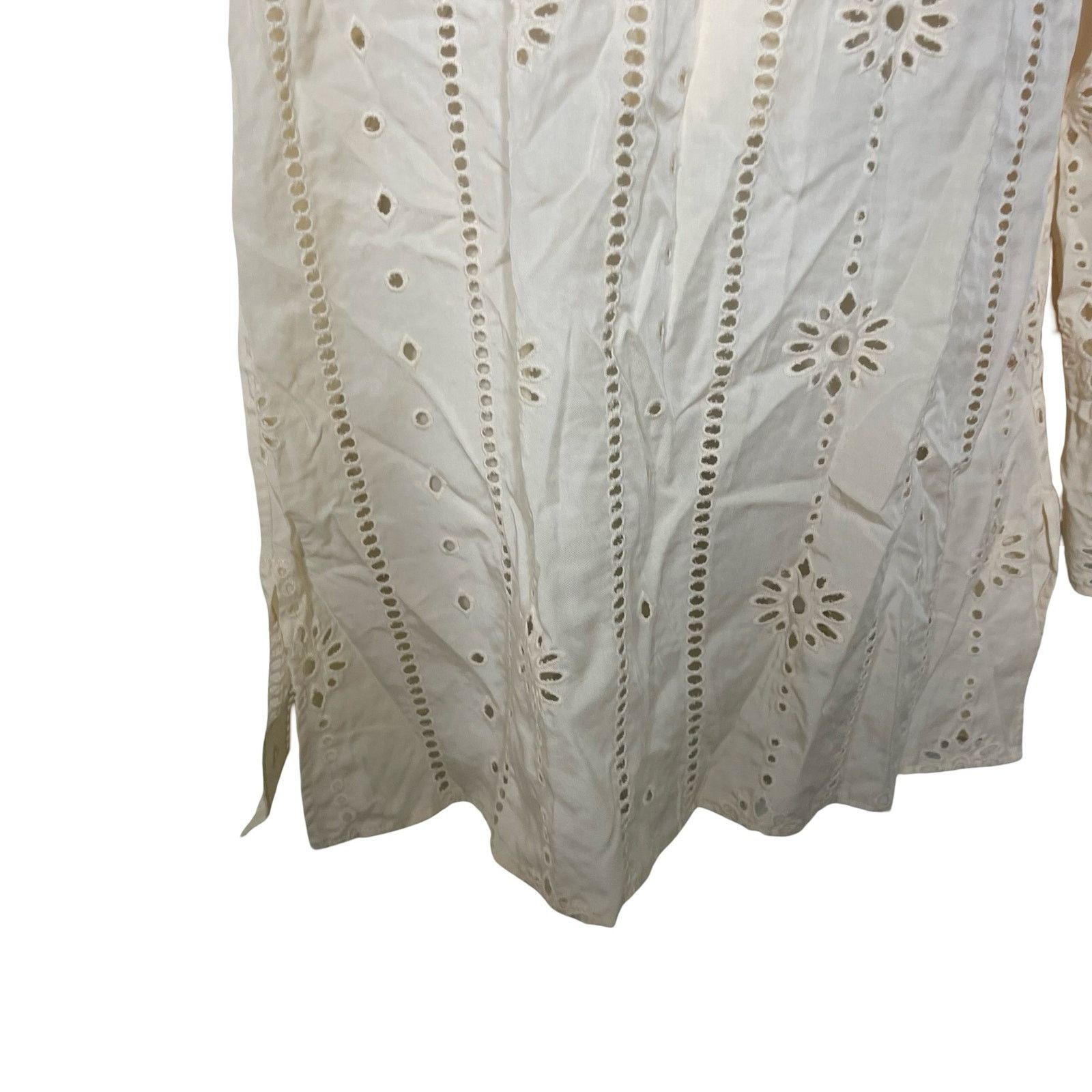 Other JUAN DE DIOS Lisa Cotton Eyelet Maxi Shirt in Beige Cream Size S / US 4 / IT 40 - 6 Thumbnail