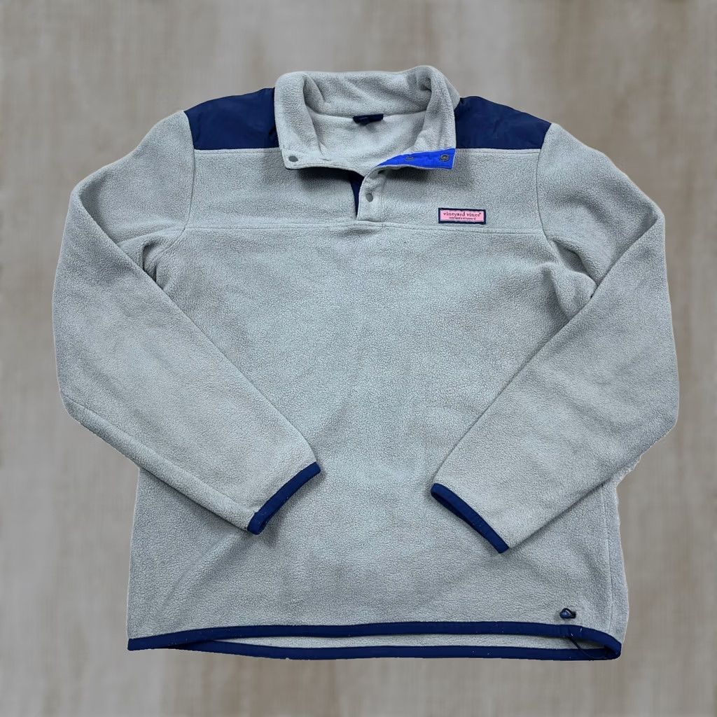 Vineyard Vines Vineyard Vines Sweater Mens M Gray Men Blue Pullover Fleece Snap Jacket Preppy Size US M / EU 48-50 / 2 - 1 Thumbnail