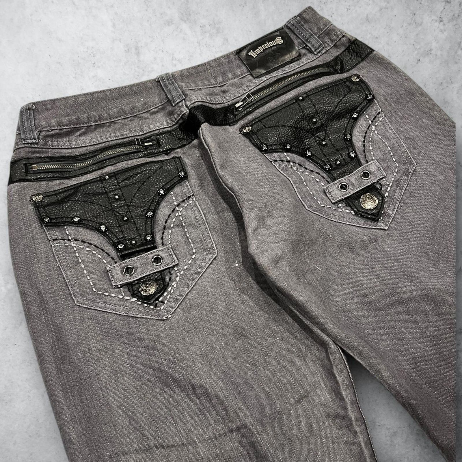 Other Imperious Jeans w/ Faux Leather Back Pocket Embellishments Size US 40 / EU 56 - 2 Thumbnail