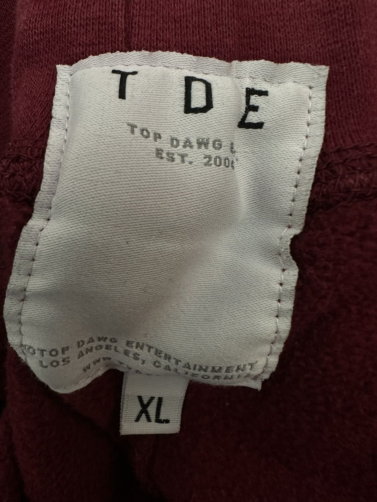 Kendrick Lamar × Top Dawg Entertainment Top Dawg Entertainment Burgundy Logo Boxer Sweatpants XL Size US 36 / EU 52 - 5 Thumbnail
