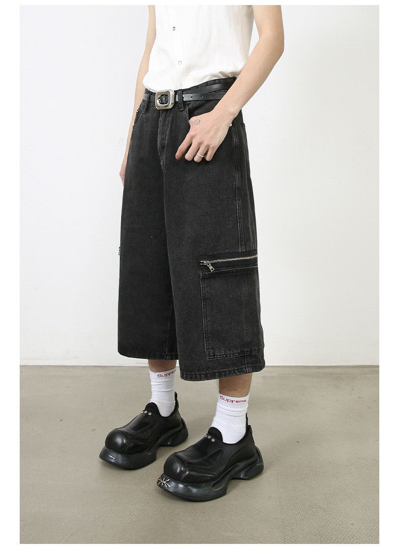 Japanese Brand × Jean Street Retro Loose Washed Cargo Denim Shorts Size US 32 / EU 48 - 4 Thumbnail