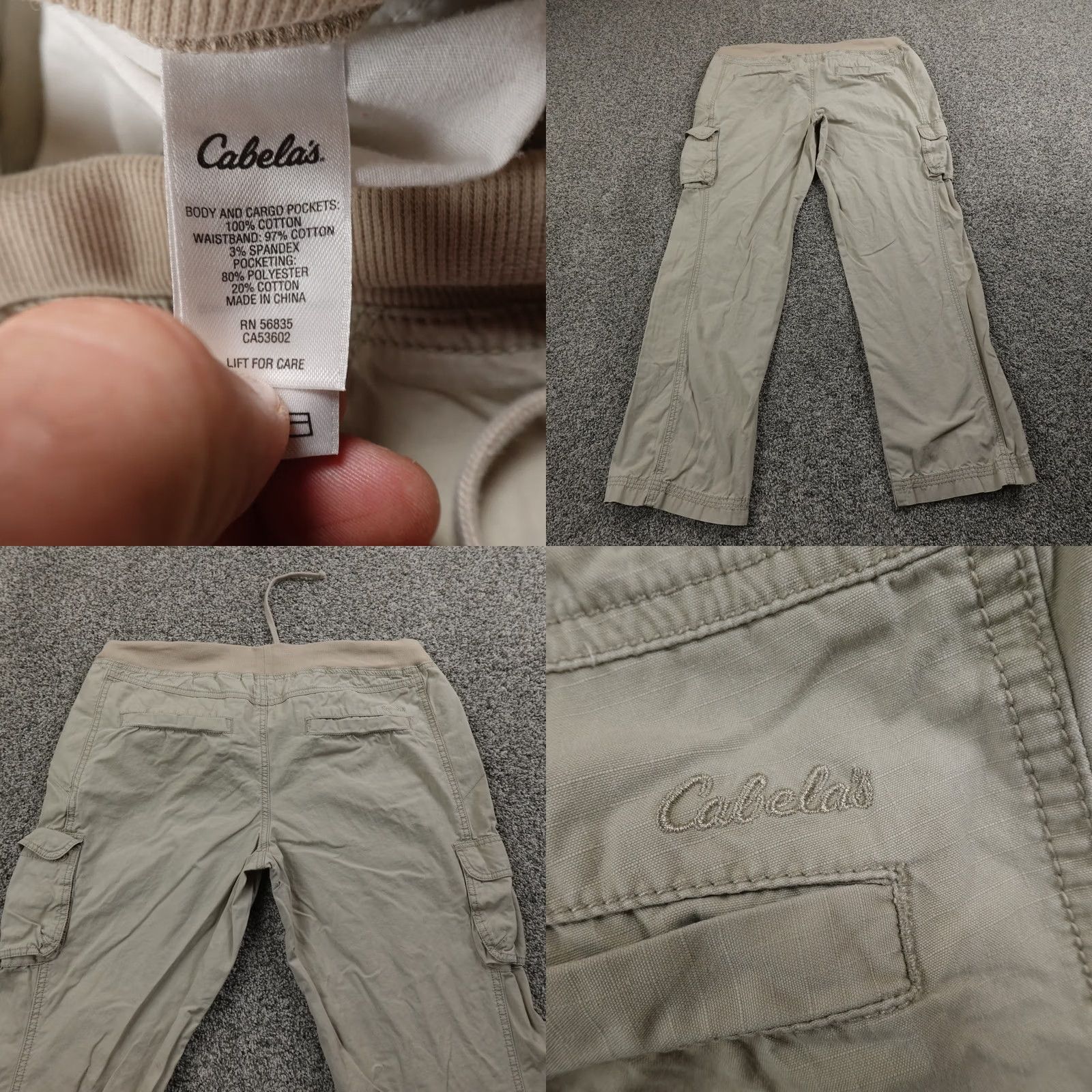 Vintage Cabela's Pants Women L Beige Tan Cargo Pull On Drawstring Hunting Outdoor Hiking Size 36" / US 14 / IT 50 - 8 Thumbnail