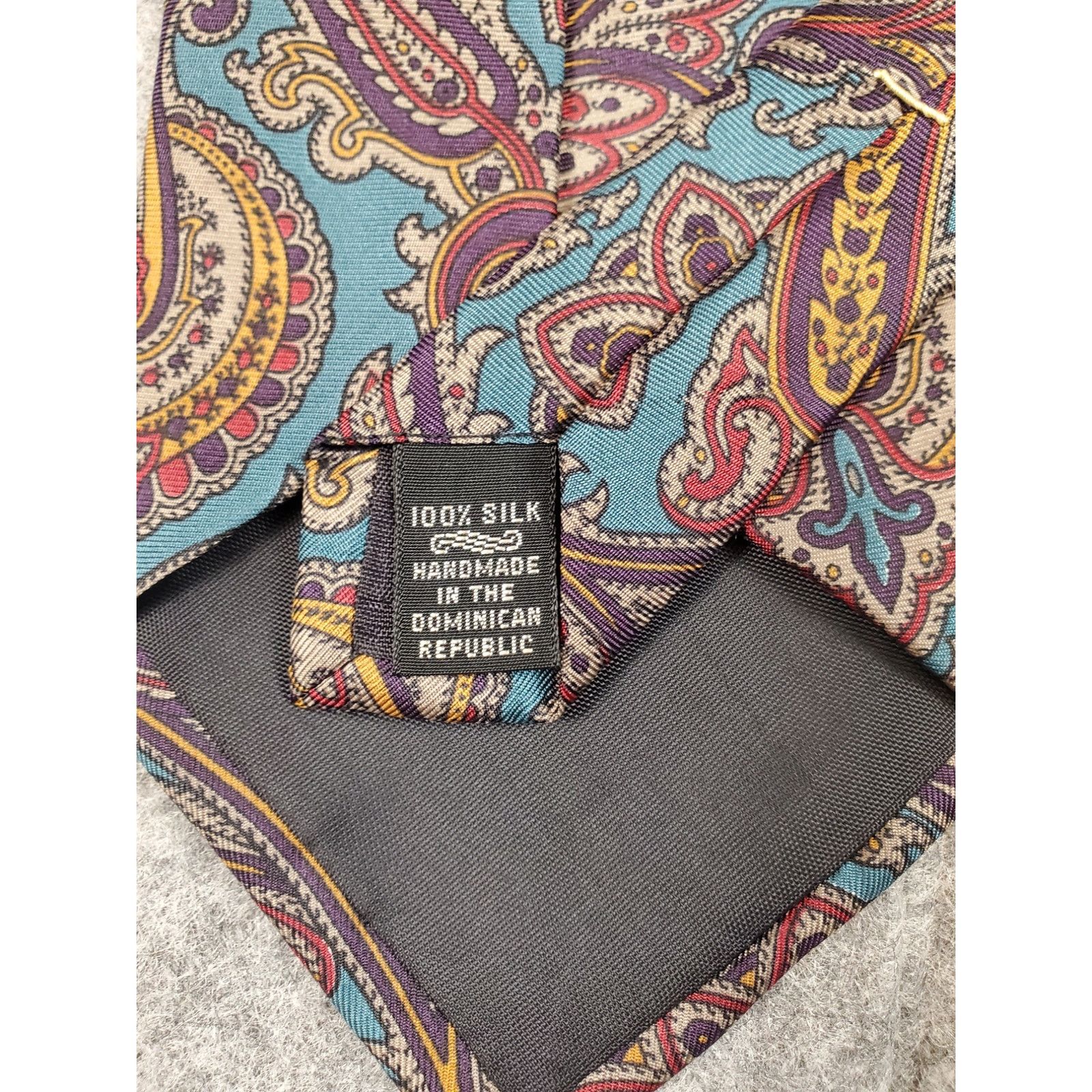 Other Vintage Men's Claybrooke Silk Teal Paisley Necktie Size ONE SIZE - 4 Thumbnail