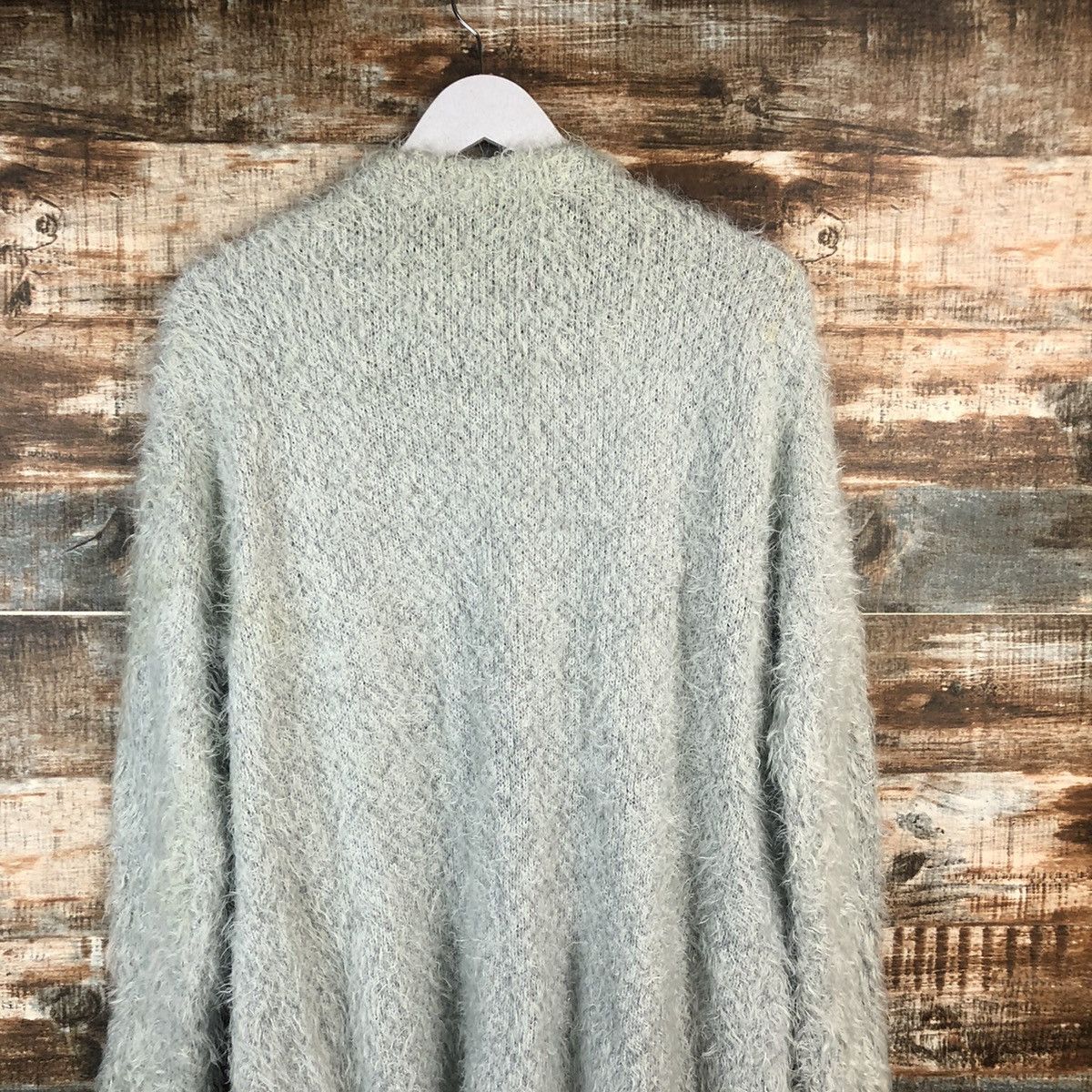 Homespun Knitwear DLL VIS Green fur shaggy mohair Cardigan Knitwear #C355 Size US M / EU 48-50 / 2 - 13 Thumbnail