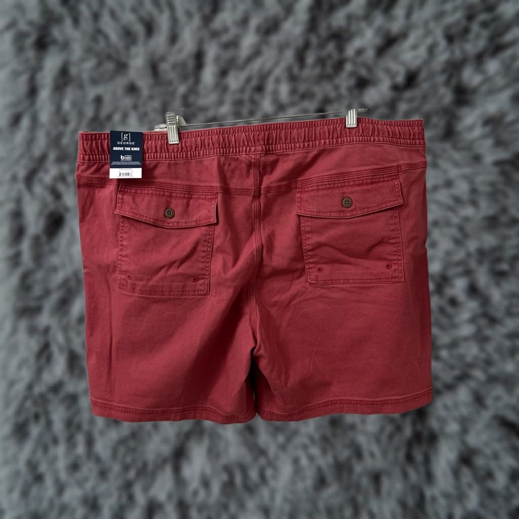 George George Twill Shorts Mens 2XL Red Elastic Waist 8" Inseam NWT Jeans? Size US 44 / EU 60 - 1 Thumbnail