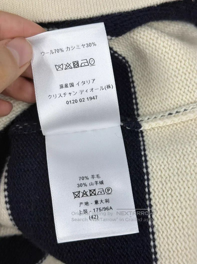 Dior Dior Blue and white colour-blocked striped navy collar kni Size M / US 6-8 / IT 42-44 - 6 Thumbnail