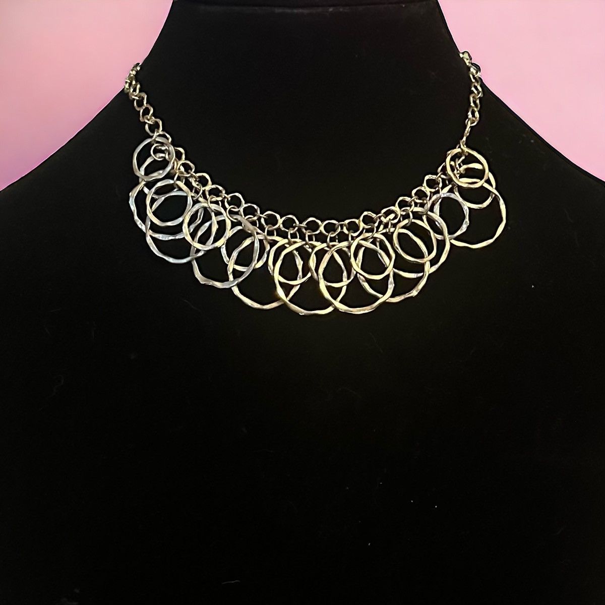 Other Two tone hammered link dangle necklace Size ONE SIZE - 1 Thumbnail
