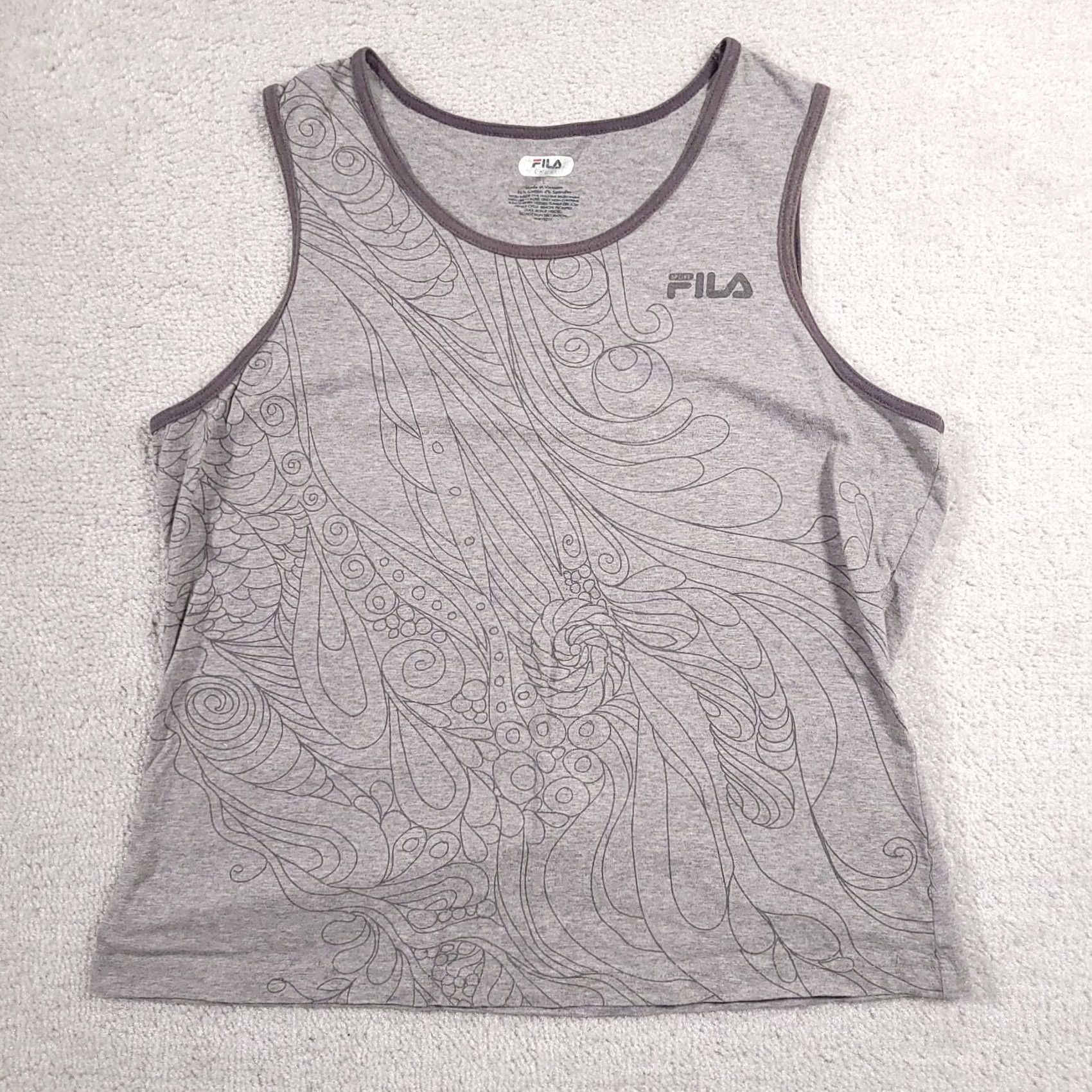 Fila FILA Tank Top Activewear Muscle Shirt Cotton Yoga Athletic Womens Large Gray Size L / US 10 / IT 46 - 2 Thumbnail