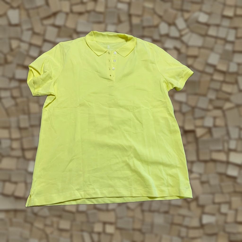 Lands' End Lands' End Polo Shirt Women's Large Yellow Short Sleeve Casual Modern Basic Shirt Womens L Polo Yellow Short Sleeve Lands' End Size L / US 10 / IT 46 - 1 Thumbnail