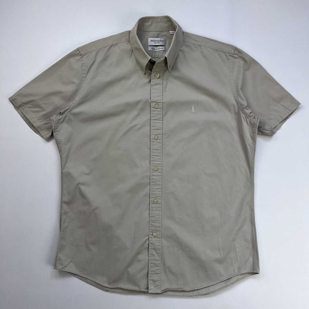 Vintage Vintage YSL beige short sleeve shirt Size US L / EU 52-54 / 3 - 1 Thumbnail