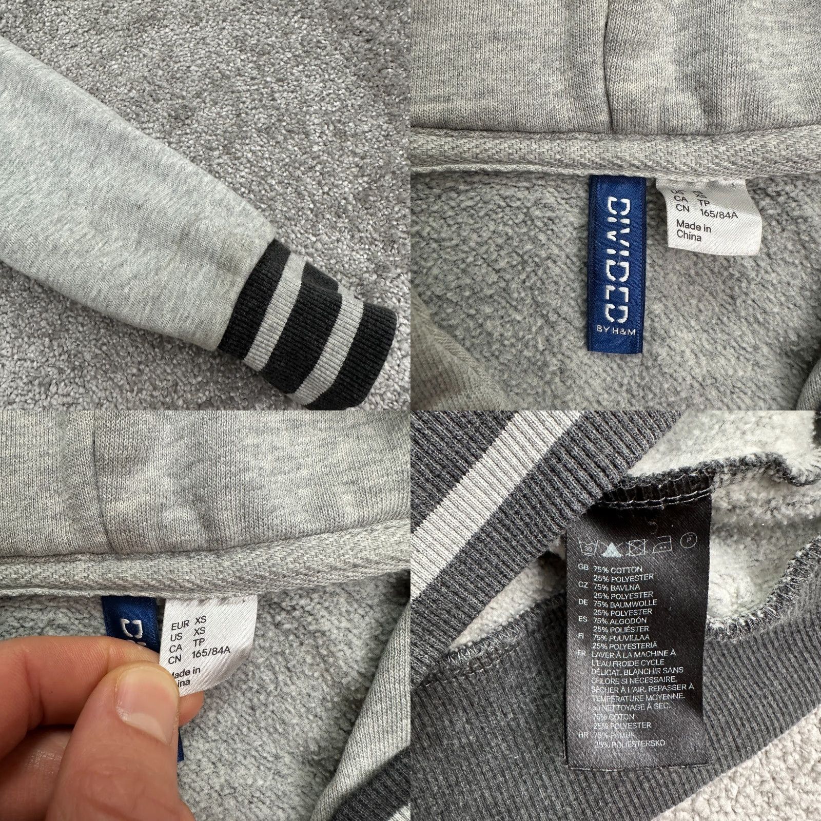 H&M H&M Hoodie Mens XS Gray Varsity Sweatshirt Snap Button Down Embroidered Casual Size US XS / EU 42 / 0 - 8 Thumbnail