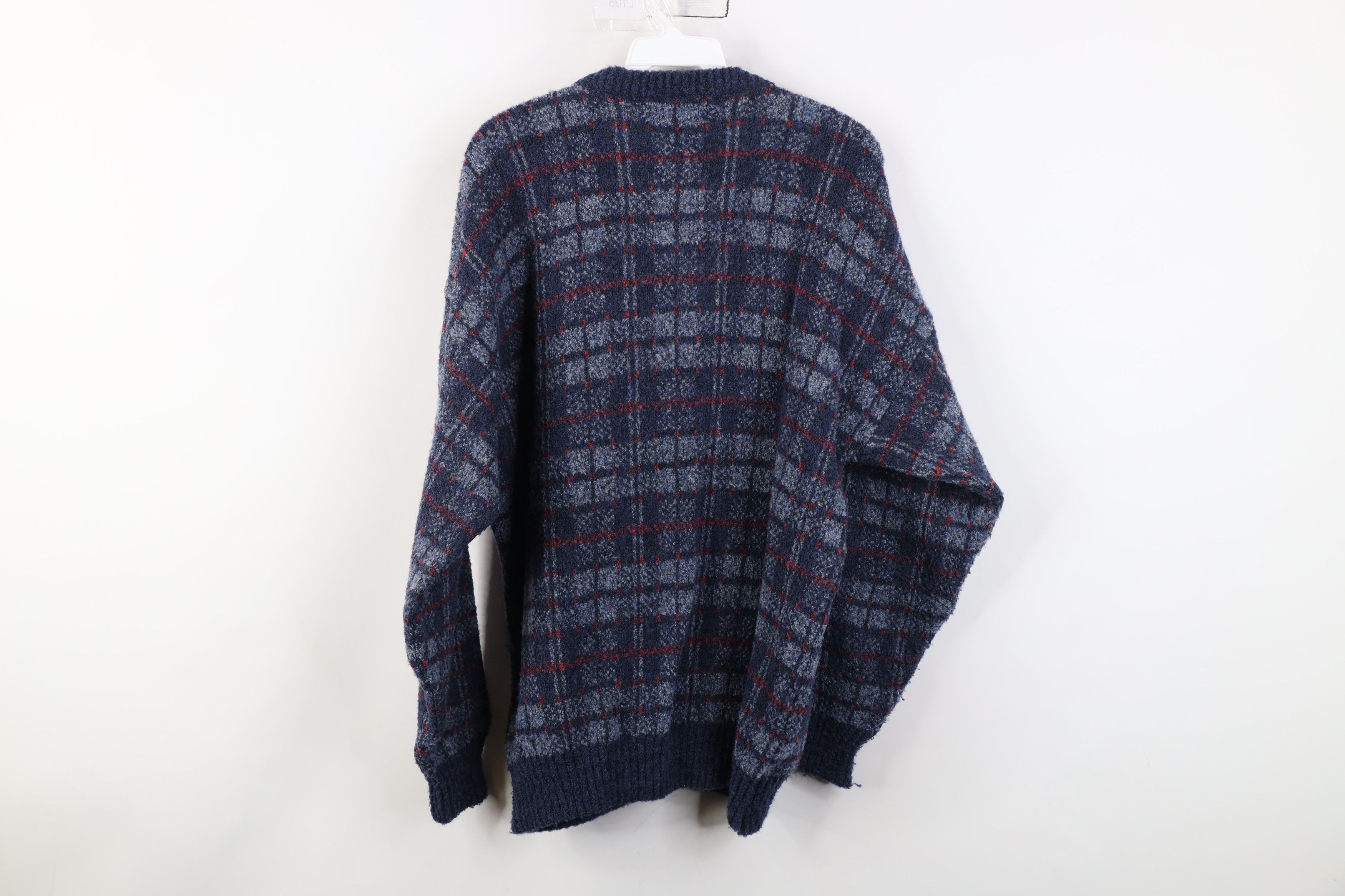Vintage Vintage 90s Streetwear Wool Blend Cardigan Sweater Blue Size L / US 10 / IT 46 - 9 Thumbnail