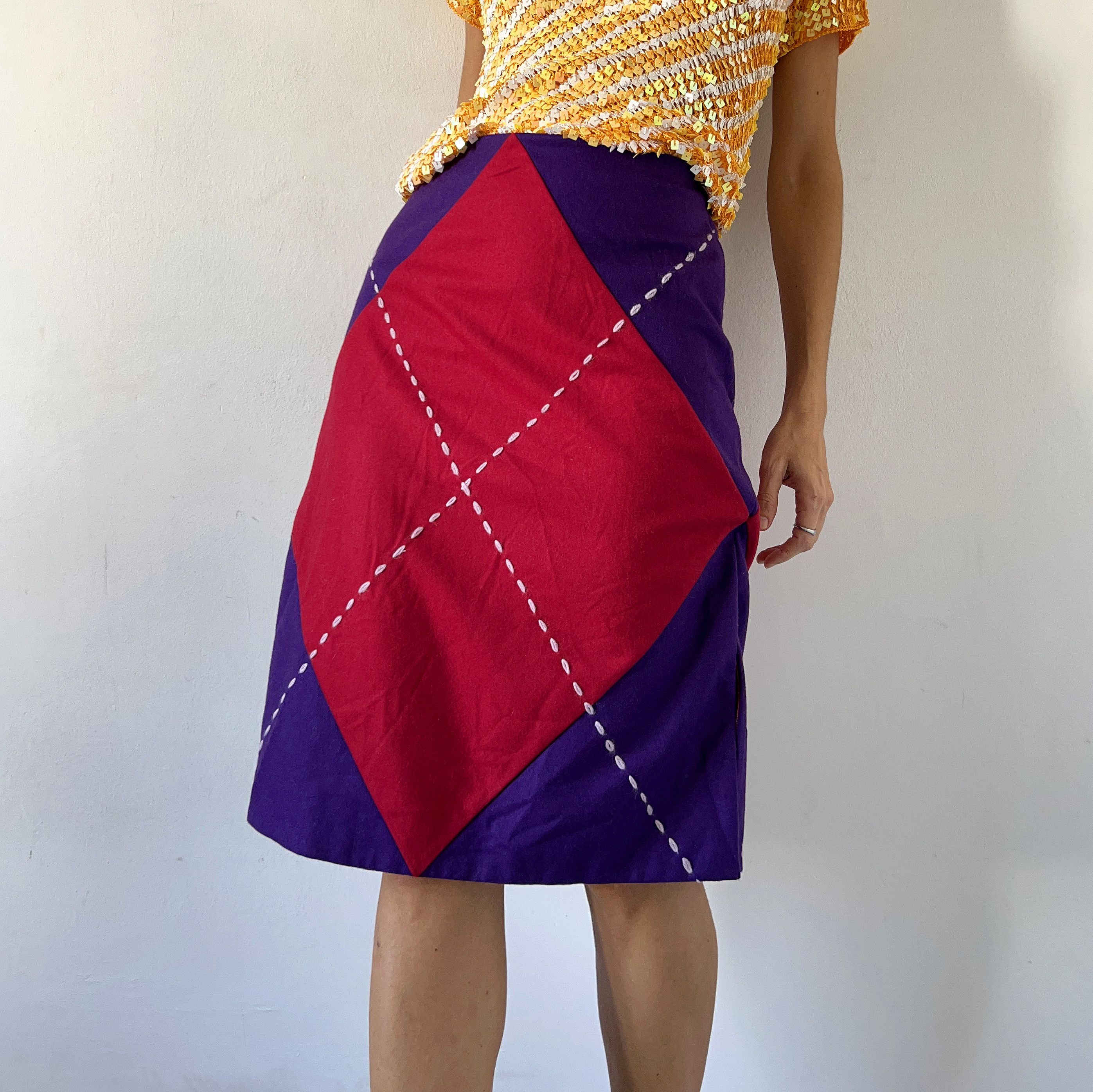 Moschino Moschino vintage 90s argyle wool skirt Size 27" / US 4 / IT 40 - 1 Thumbnail
