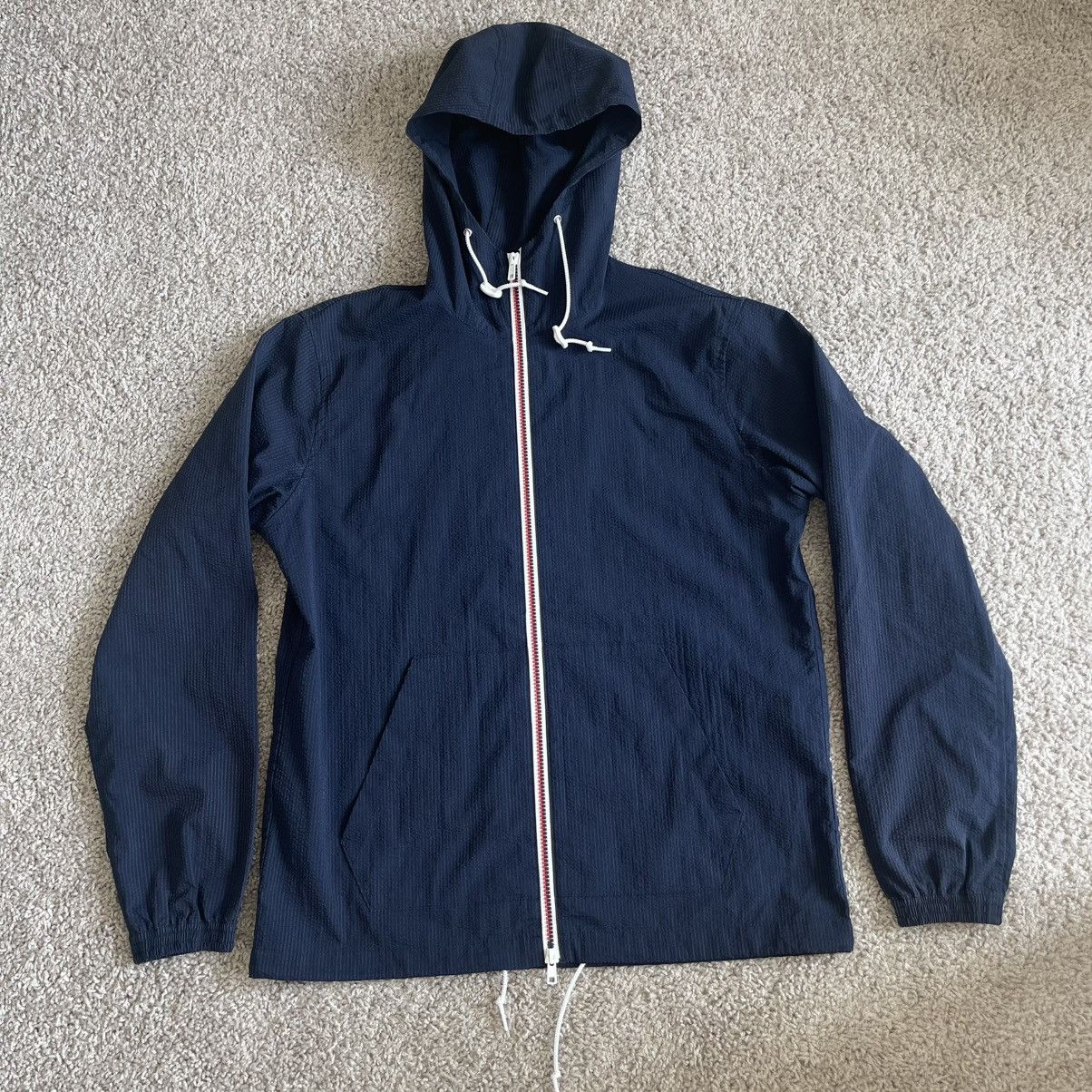 Beams Japan BEAMs Seersucker Front Zip Lightweight Hooded Striped Jacket Size US M / EU 48-50 / 2 - 1 Thumbnail