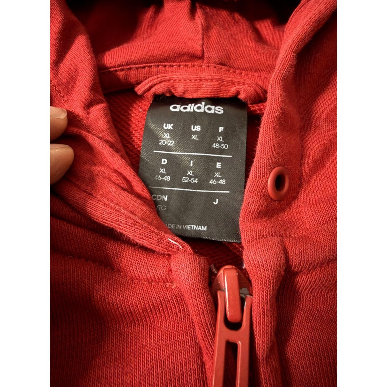 Adidas Adidas Hoodie Mens XL Red Full Zip Sleeve Logo Athletic Hooded Sweatshirt EI0661 Size US XL / EU 56 / 4 - 5 Thumbnail