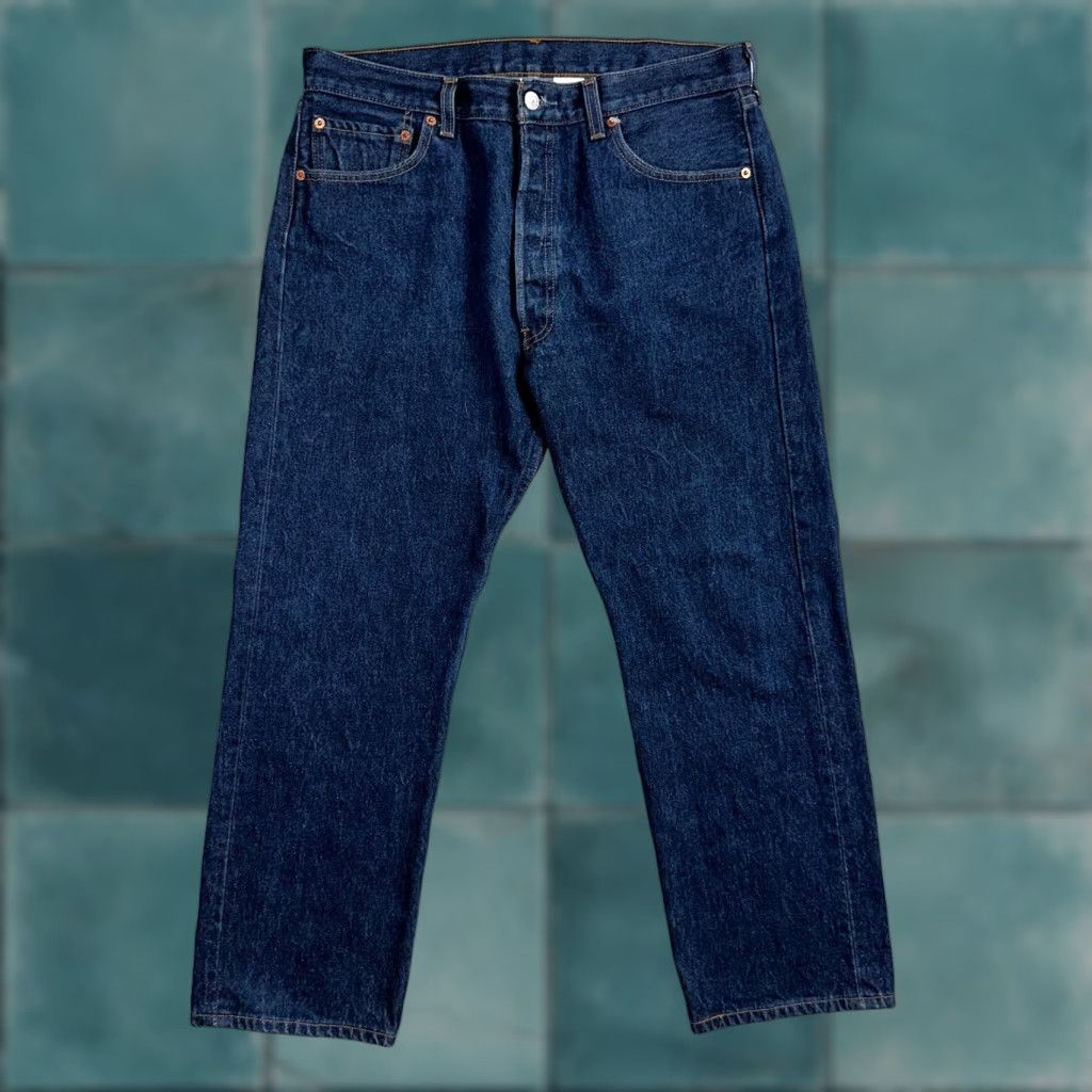 Levi's VINTAGE Levi's 501 Jeans Mens Regular Fit Straight Leg 35x30 Dark Wash 90s USA Denim Size US 35 - 1 Thumbnail