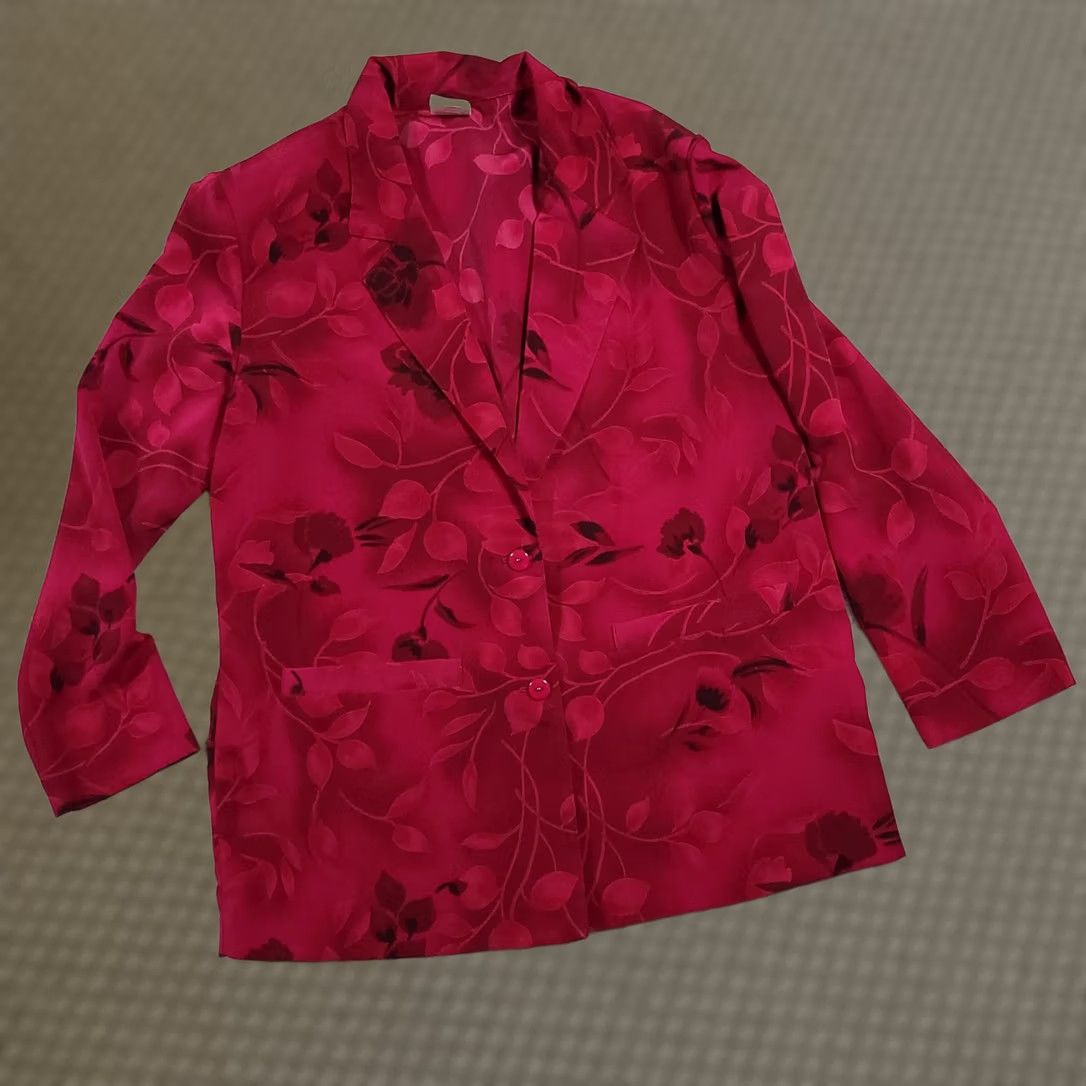 Vintage VINTAGE Ysu Division Of Graff Blazer Womens 8 Floral Satin Jacket Petite Made in USA Red Floral Satin Blazer Women Petite 8 Vintage Mens? Size M / US 6-8 / IT 42-44 - 1 Thumbnail