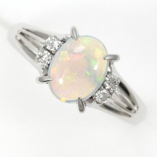 Other Other PT900 Platinum Opal Diamond Ring Metal Ring in Excellent Condition Size ONE SIZE - 1 Thumbnail