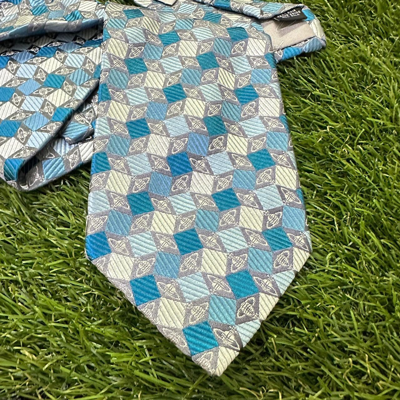 Vivienne Westwood Vivienne Westwood Silk Tie Blue Geometric Orb Italy Size ONE SIZE - 5 Thumbnail