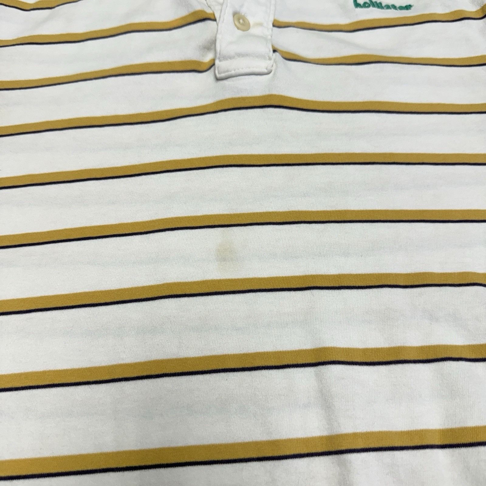 Hollister Hollister Womens Polo T Shirt White Striped Short Sleeve Y2K Size S / US 4 / IT 40 - 9 Thumbnail