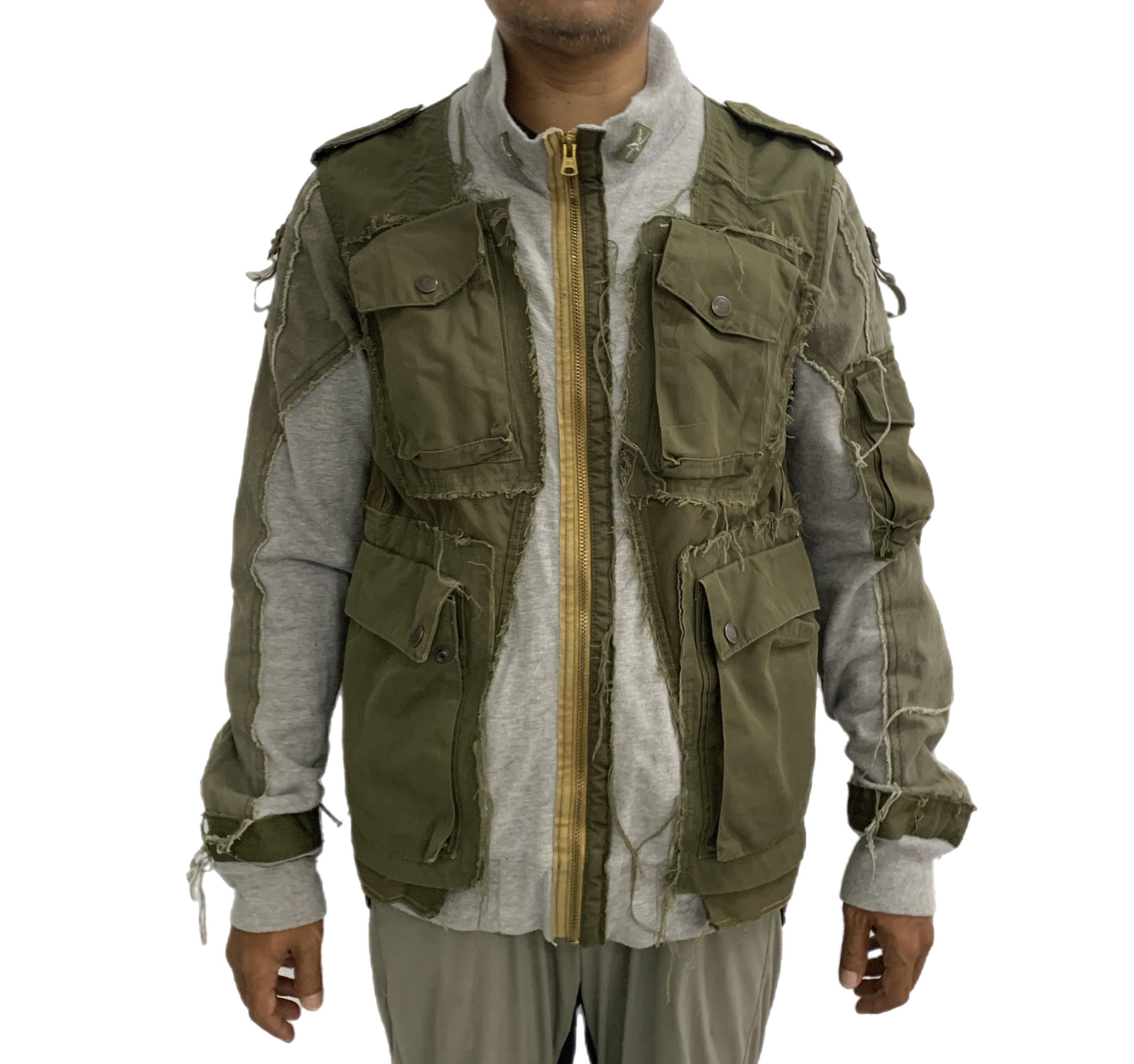 Japanese Brand Gepaeck Reconstructed Military Army Green Sweater Jacket Size US L / EU 52-54 / 3 - 3 Thumbnail
