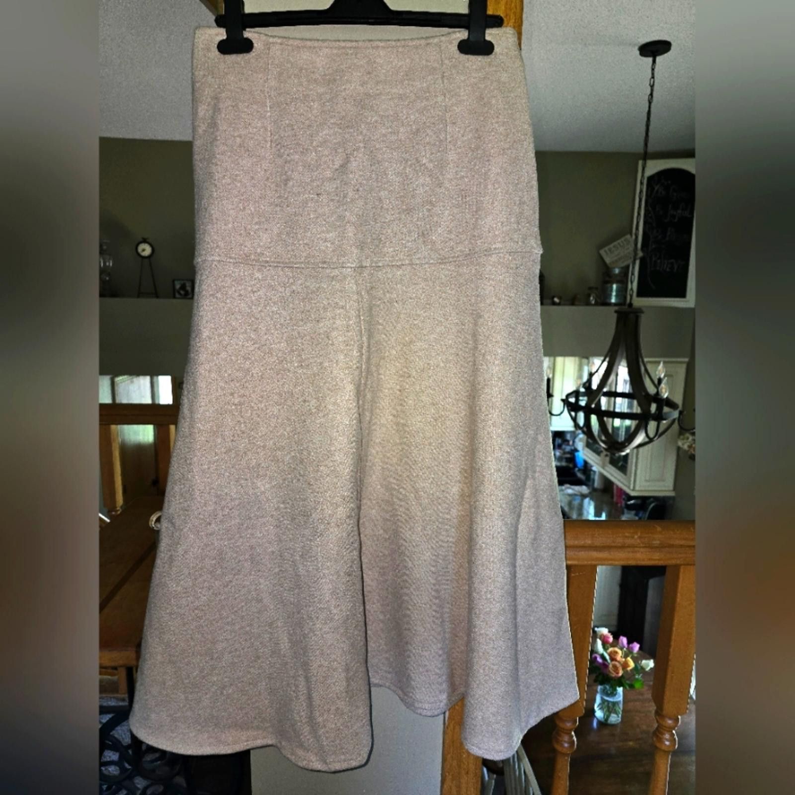 Designer OGL Tan Cream CashSoft Wool-like Flared Maxi Skirt - M Size 32" / US 10 / IT 46 - 2 Thumbnail