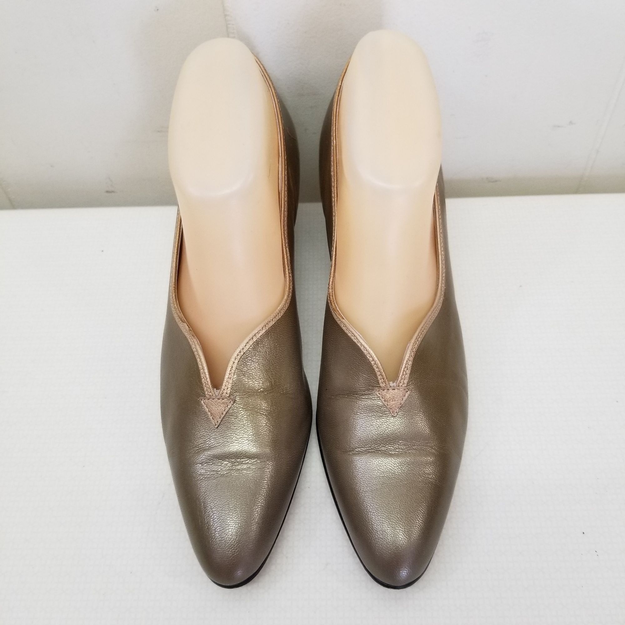 Other Magdesians 10N Gold Metallic Wedge Heels USA Vintage Slip On Size US 10 / IT 40 - 3 Thumbnail
