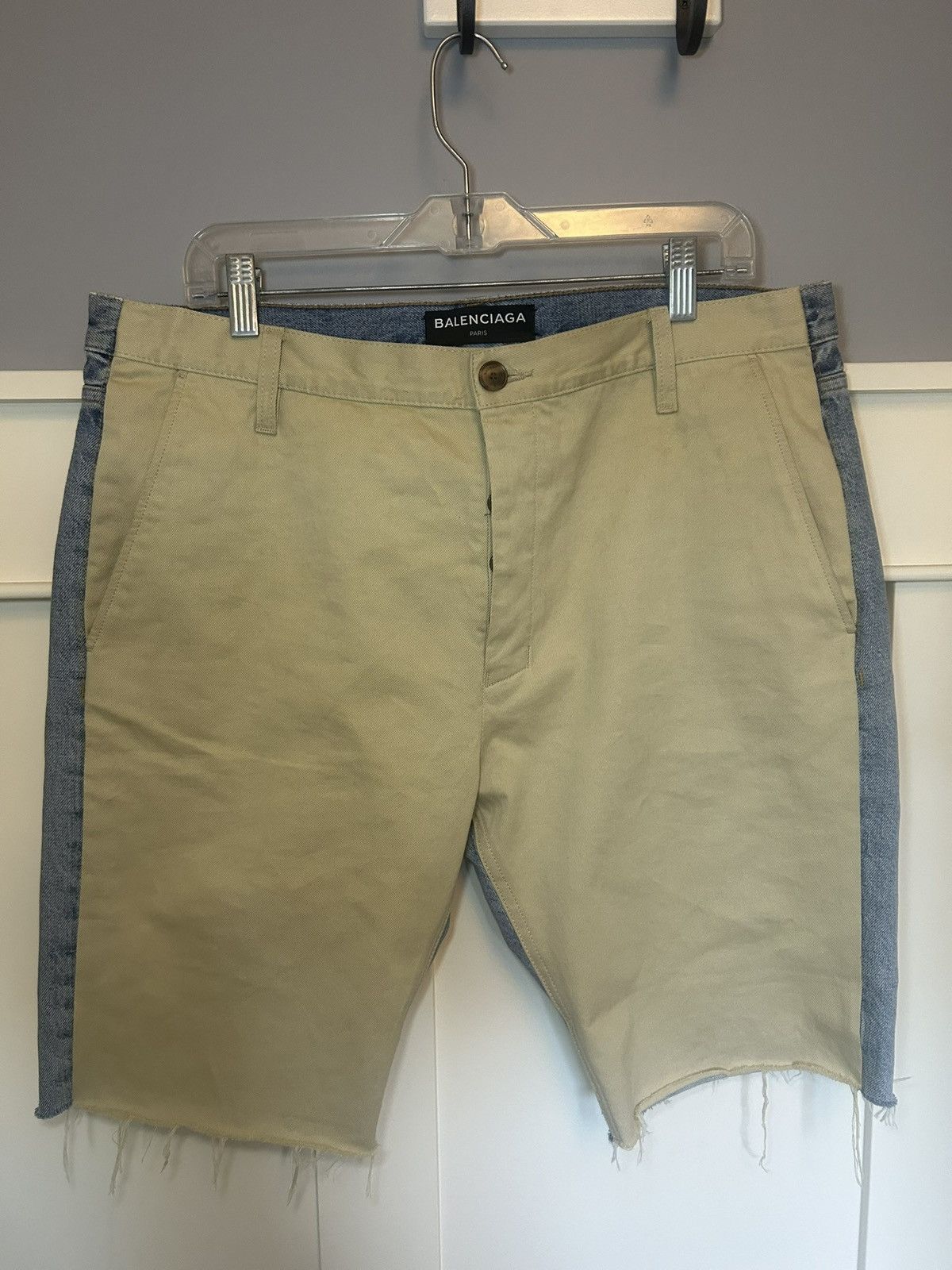 Balenciaga Balenciaga split distressed khaki and jean short hybrid Size US 34 / EU 50 - 1 Thumbnail