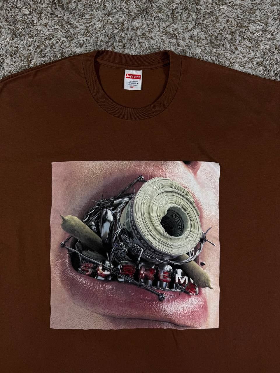 Supreme Supreme Braces Tee Brown Size US XXL / EU 58 / 5 - 2 Thumbnail