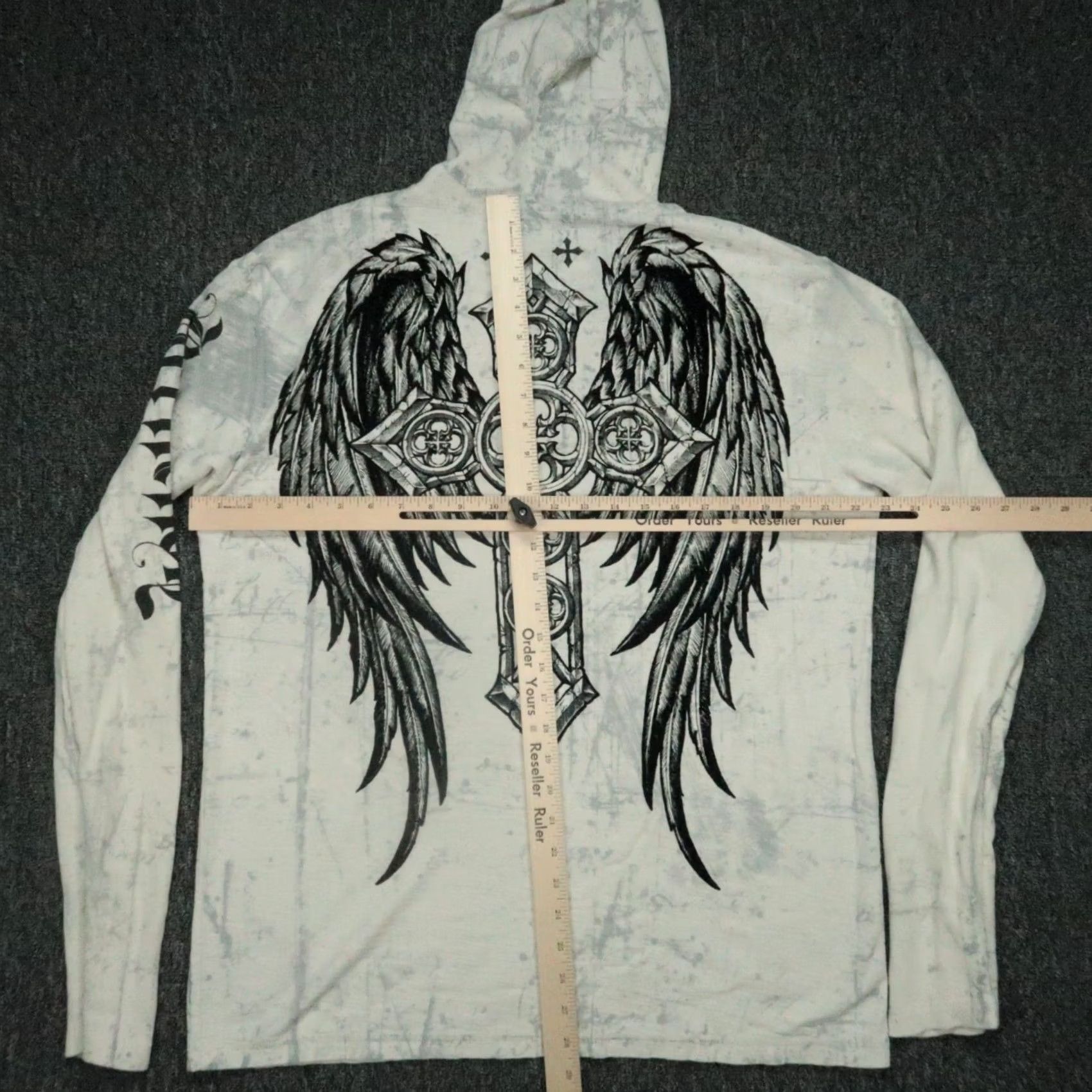Affliction VINTAGE Affliction Hoodie Men XL White Gray Pullover Cross Wings Y2K Mens Hoodie XL White Cross Wings 90s 2000s Size US XL / EU 56 / 4 - 6 Thumbnail