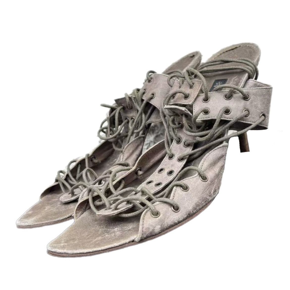 plein sud plein sud lace up python leather peep toe heels Size US 7 / IT 37 - 1 Thumbnail