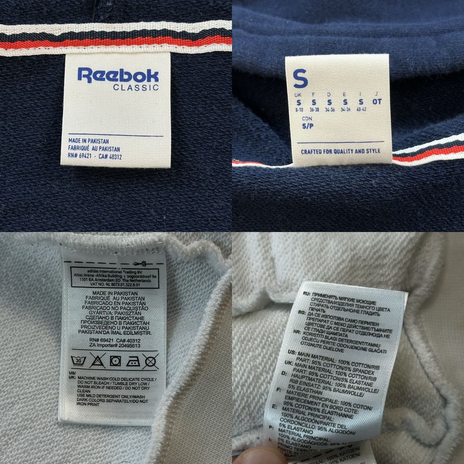 Reebok VINTAGE Reebok Classic Hoodie Women’s Small Blue White French Terry Full Zip Hood Logo Size S / US 4 / IT 40 - 9 Thumbnail