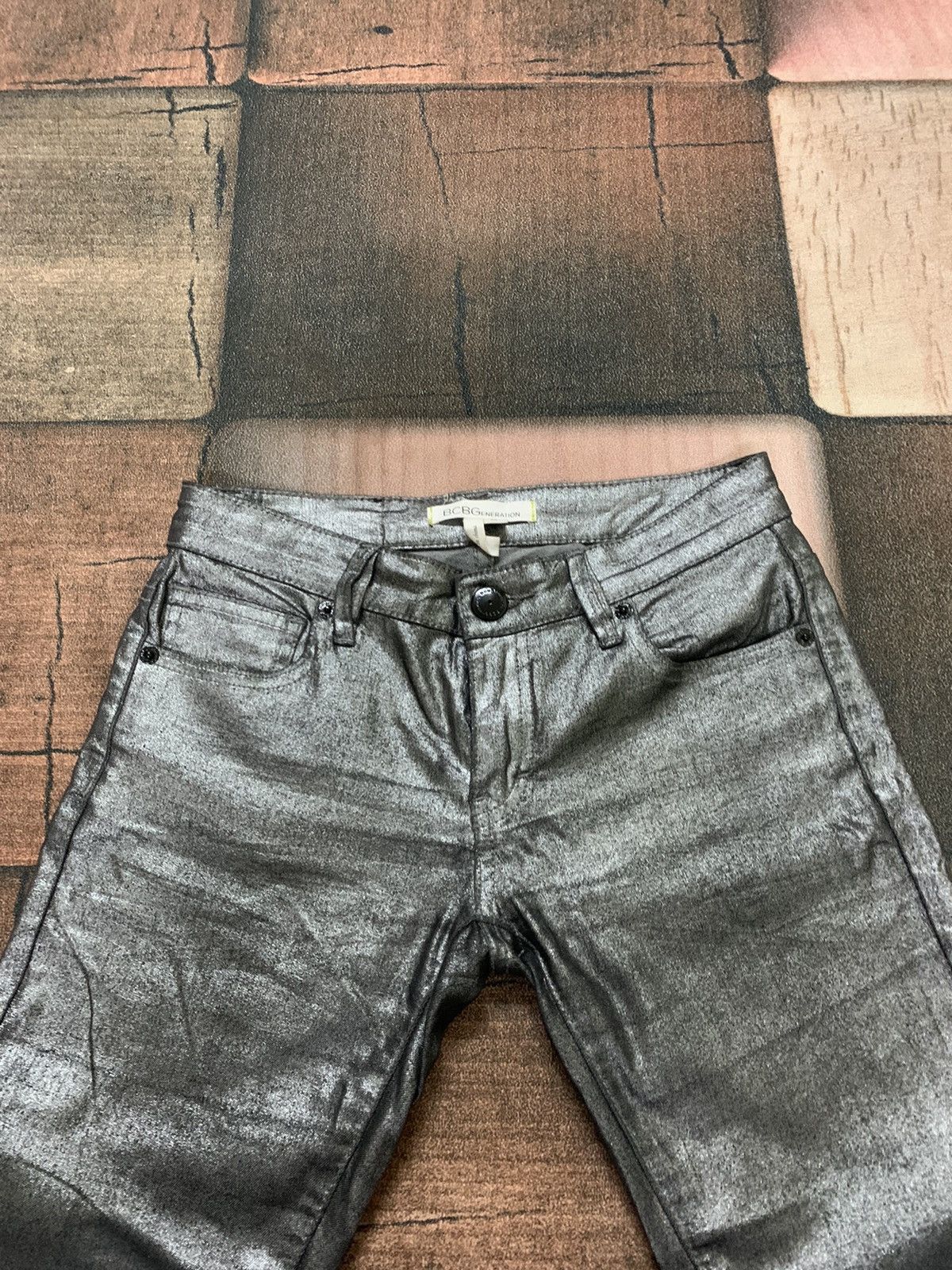BCBGeneration CRAZY gun metal y2k pant waxed style with zipper leg Size US 28 / EU 44 - 3 Thumbnail