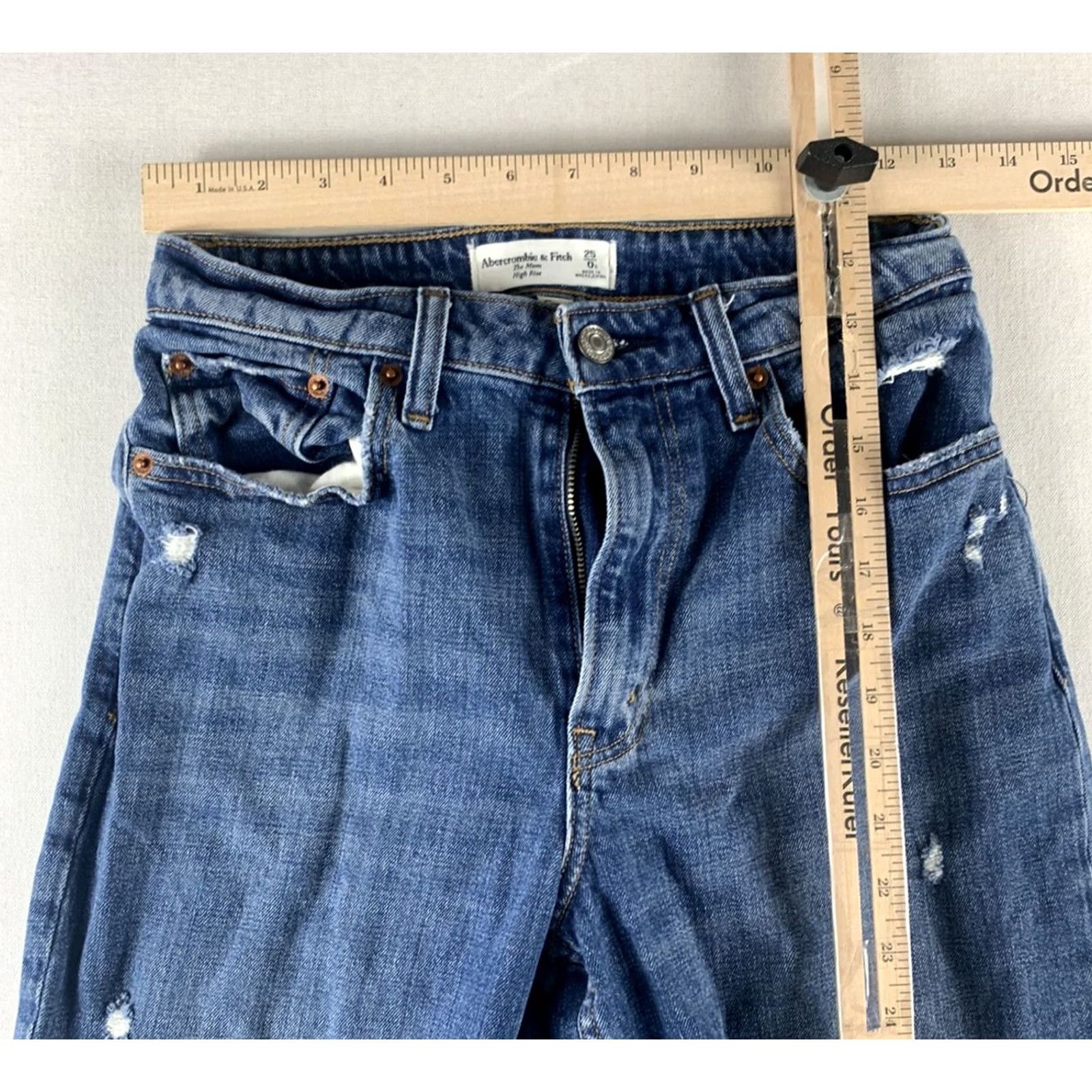 Abercrombie & Fitch ABERCROMBIE FITCH JEANS THE MOM HIGH RISE CURVE LOVE BLUE 0 25 25X23 WOMEN Size 25" / US 0 / IT 36 - 3 Thumbnail