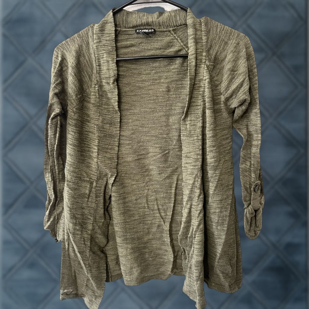 Express VINTAGE Express Green Open Cardigan Sweater Women’s Small Lightweight Knit Casual Seasons Size S / US 4 / IT 40 - 1 Thumbnail