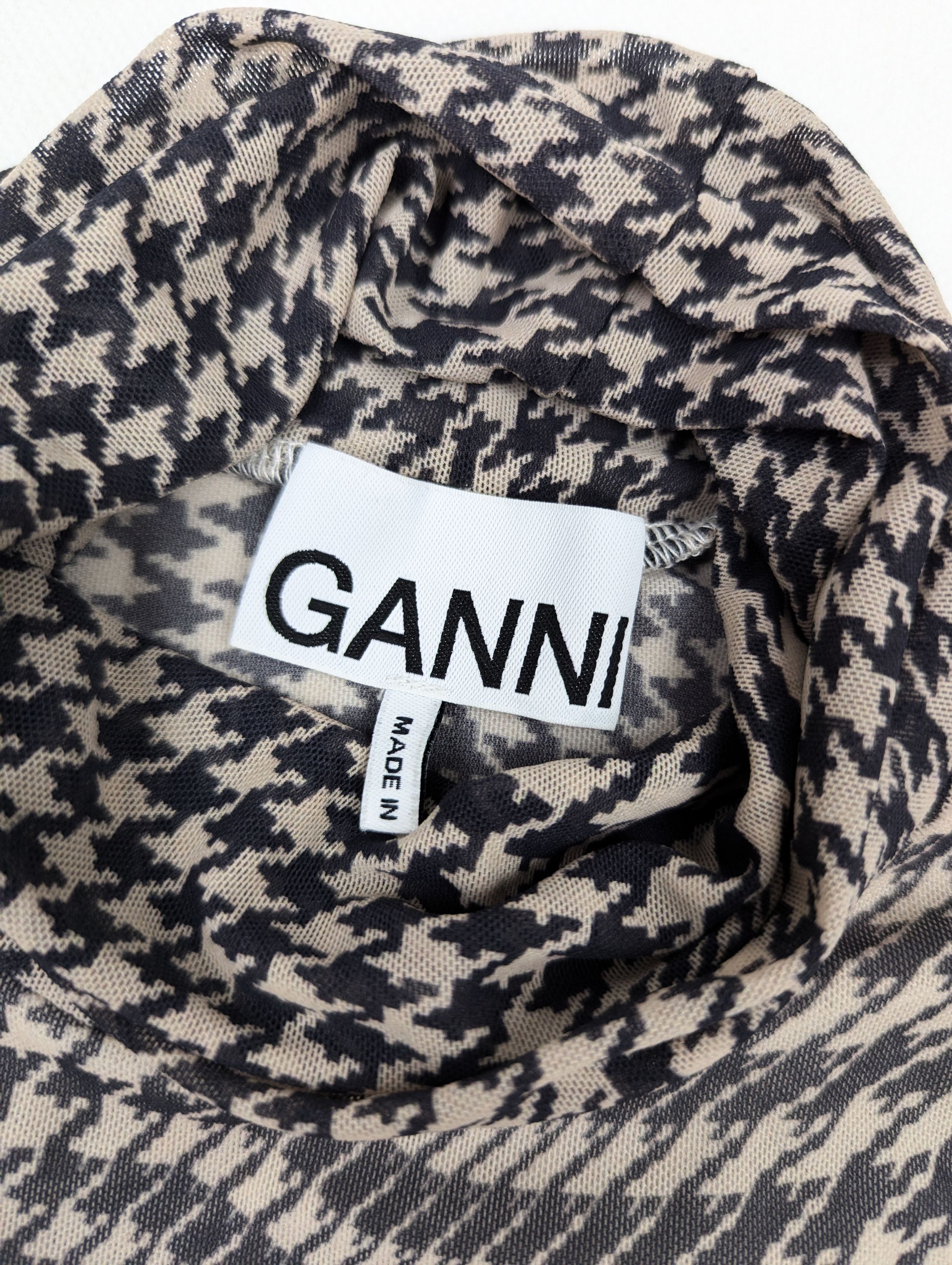 Ganni GANNI houndstooth sheer top turtleneck M Size M / US 6-8 / IT 42-44 - 3 Thumbnail