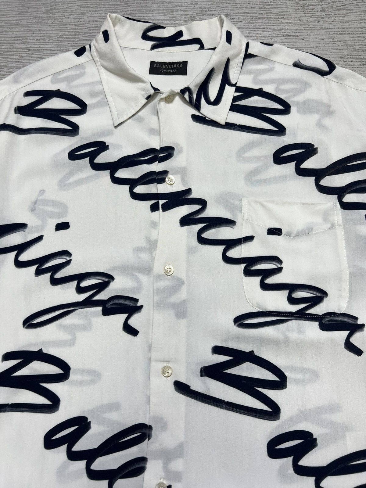 Balenciaga Balenciaga - Scribble Logo Button Up Longsleeve Shirt Size US S / EU 44-46 / 1 - 10 Thumbnail