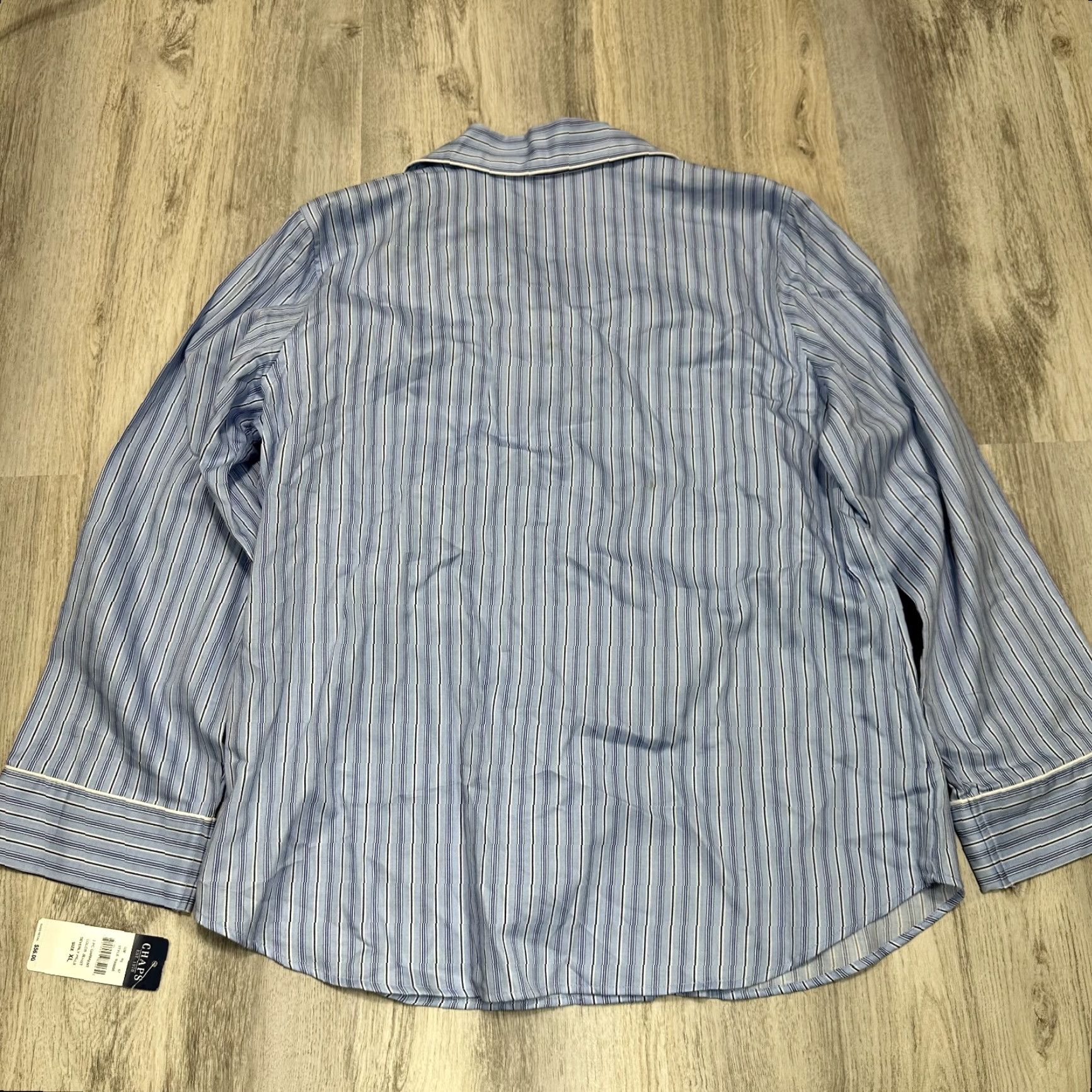 Chaps Chaps Women’s Pajama Top Blue Stripe Cotton Long Sleeve XL New Shirt Size XL / US 12-14 / IT 48-50 - 2 Thumbnail