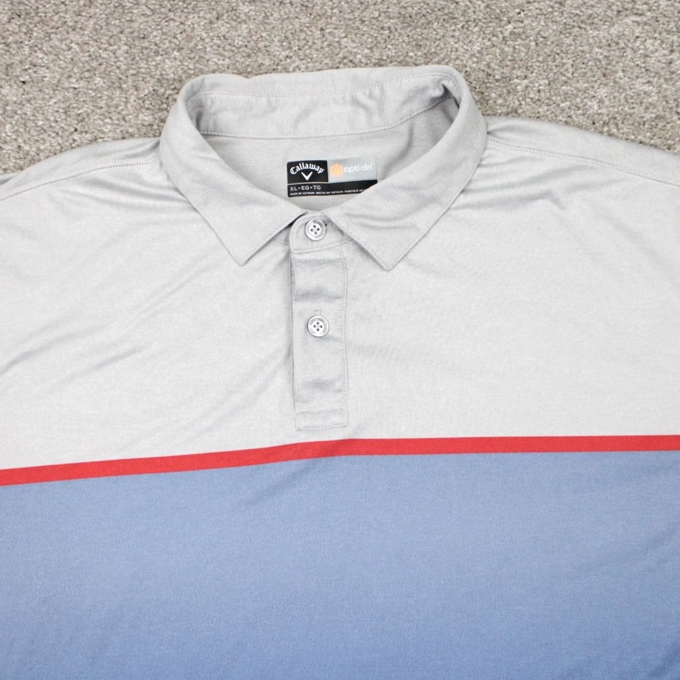 Callaway Callaway Opti-Dri Polo Shirt Mens XL Blue/Gray Polyester Stretch S/S Pullover Polo Size US XL / EU 56 / 4 - 5 Thumbnail