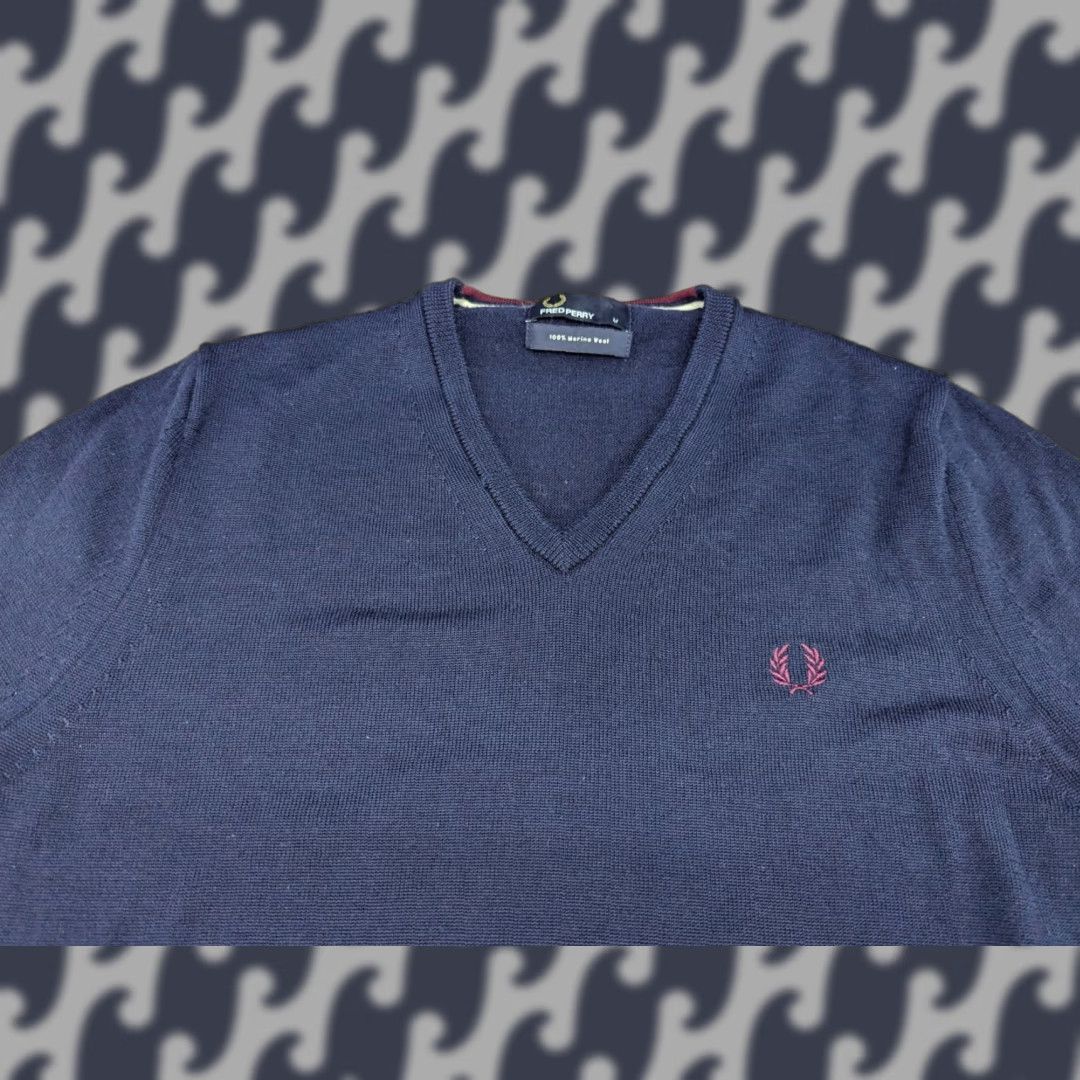Fred Perry Fred Perry Sweater Mens 100% Merino Wool Blue Size M Long Sleeve Jumper Knit Pullover Regular Size US M / EU 48-50 / 2 - 1 Thumbnail