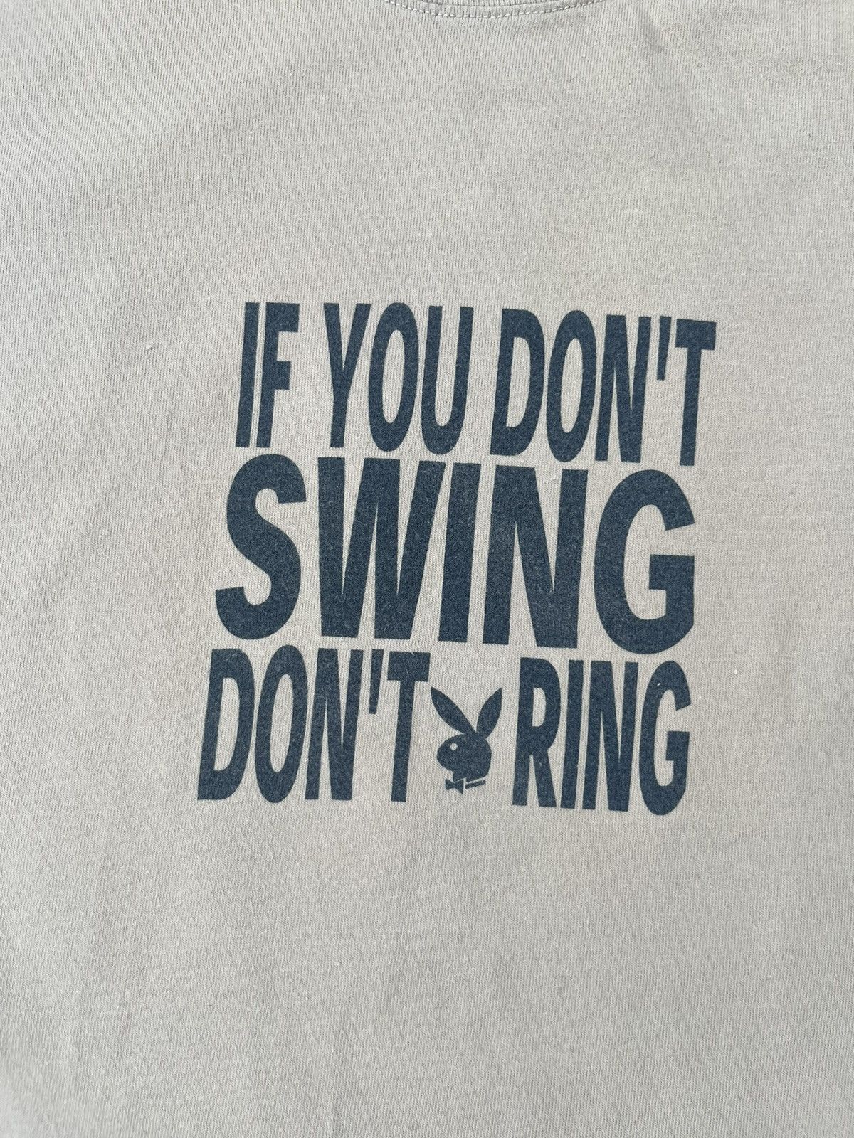 Playboy Playboy “ If You Don’t Swing Don’t Ring ” Beige T-Shirt Size US L / EU 52-54 / 3 - 2 Thumbnail