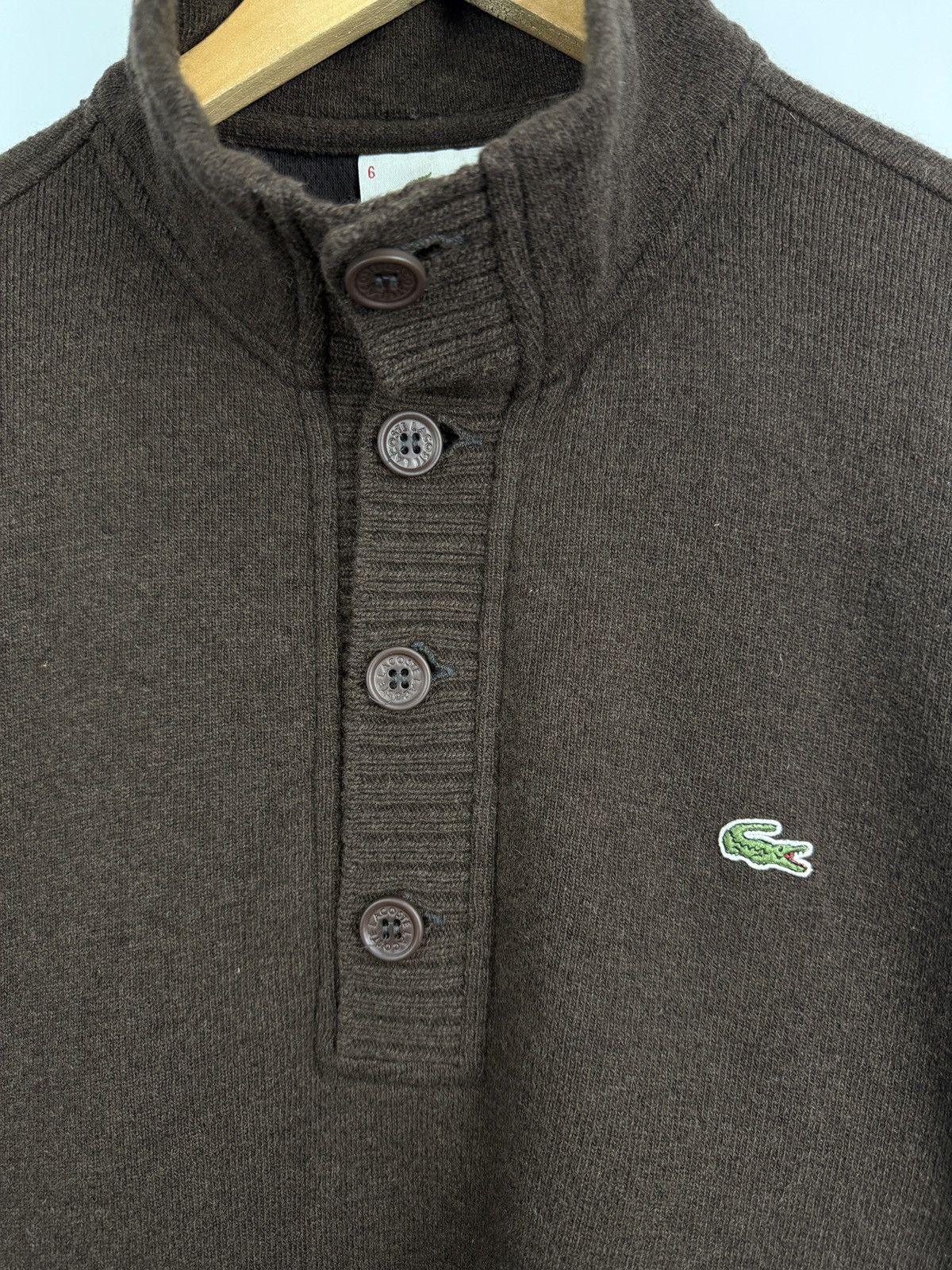Lacoste 🇫🇷 Vintage 90s Lacoste Wool Brown Sweater Made in France Y2K Size US XL / EU 56 / 4 - 6 Thumbnail