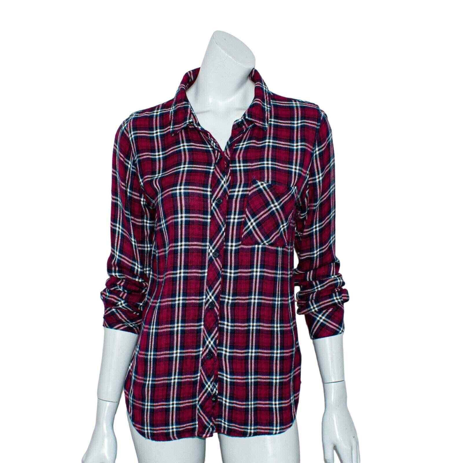 Rails Rails Hunter Flannel Shirt Burgundy Red Plaid Rayon Small Size S / US 4 / IT 40 - 1 Thumbnail