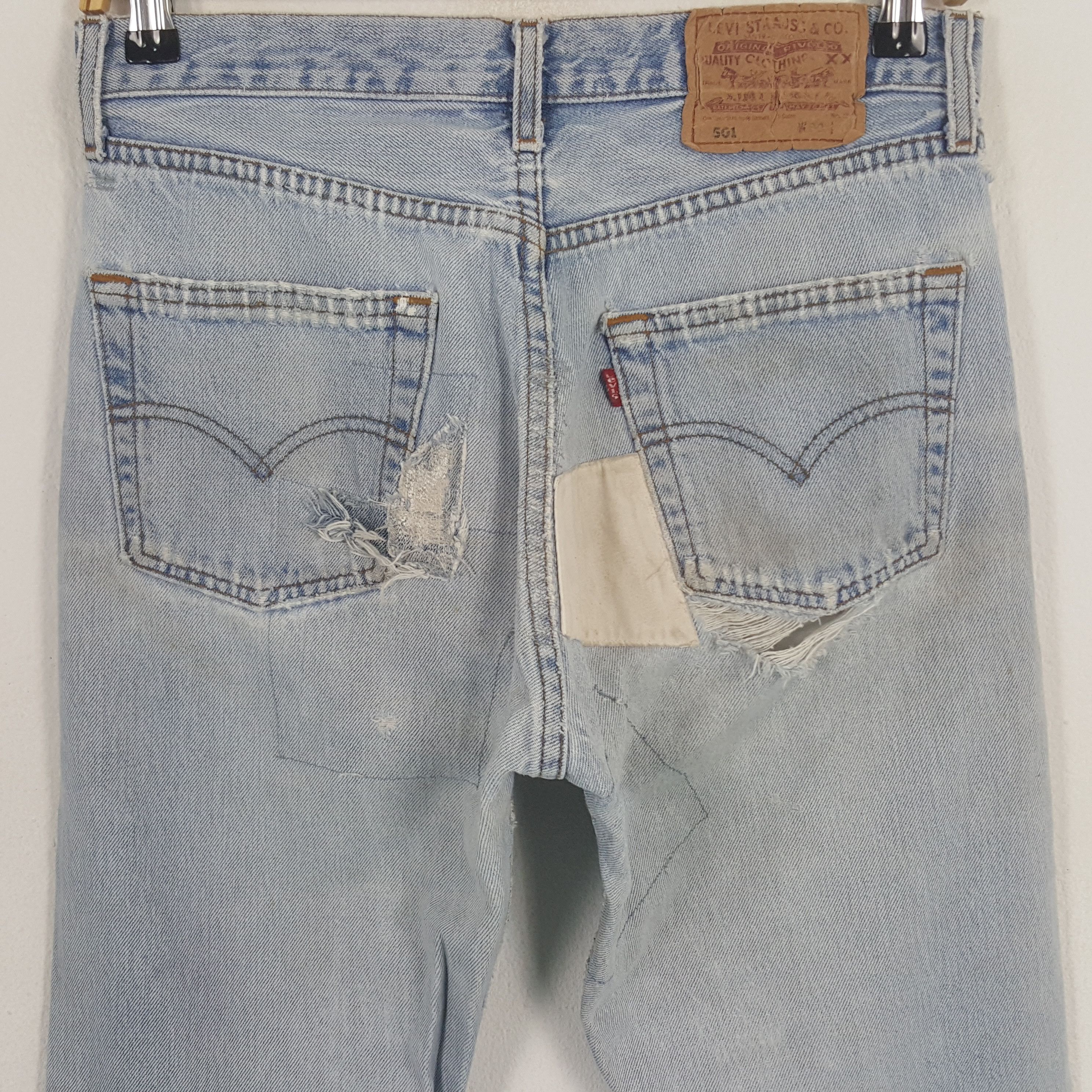 Levi's × Vintage Vintage Levi's 501 Distressed Patch Denim Jeans Size US 28 / EU 44 - 5 Thumbnail
