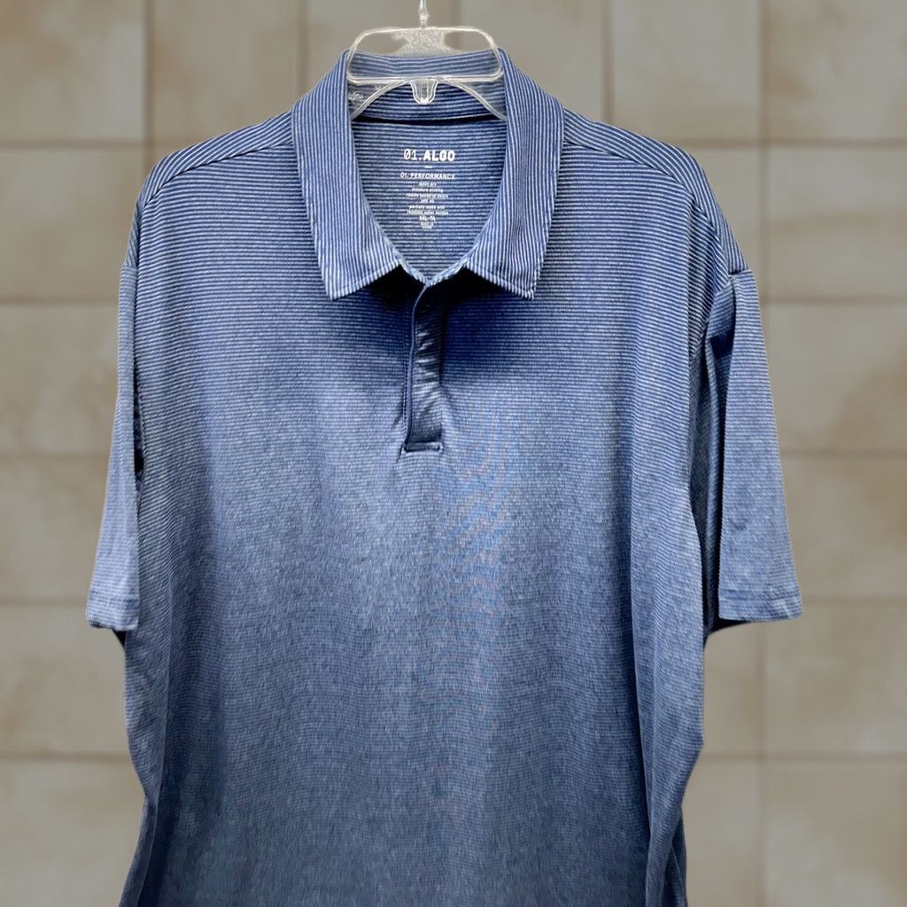 Vintage Algo Polo Shirt Mens 2XL Blue Polyester Spandex UPF 40 Short Sleeve Button-Down Collared 90s Western Shirt Size US XXL / EU 58 / 5 - 1 Thumbnail