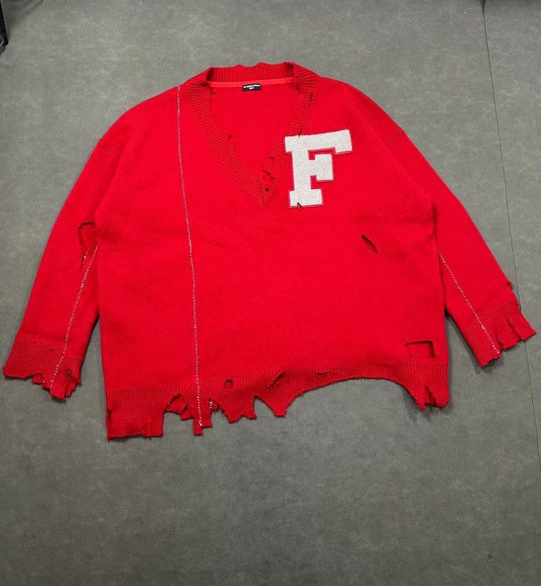 Raf Simons Raf Simons Damaged silhouette embroidered sweater-2506 Size US S / EU 44-46 / 1 - 1 Thumbnail